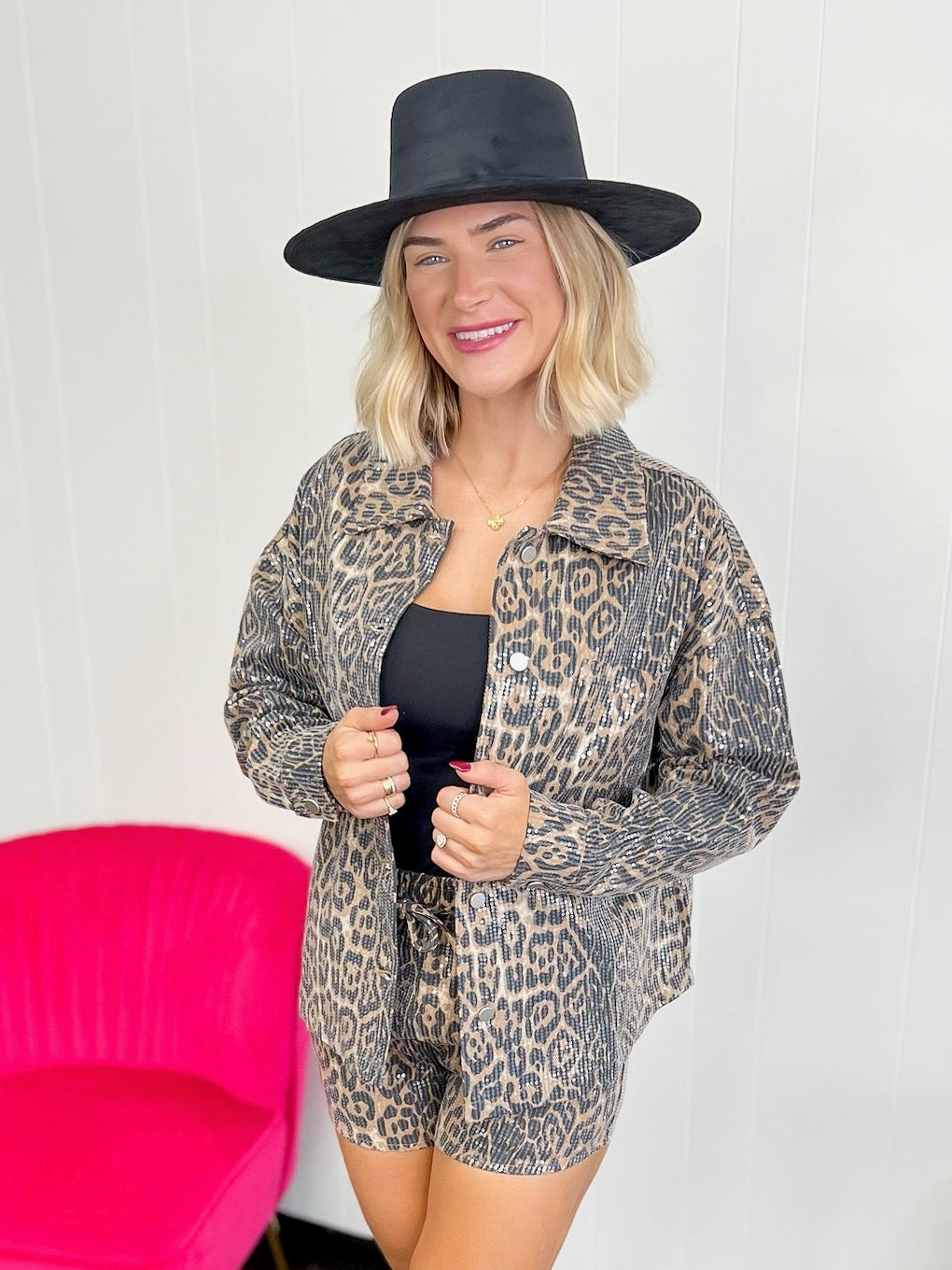 Leopard Glimmer Sequin Jacket