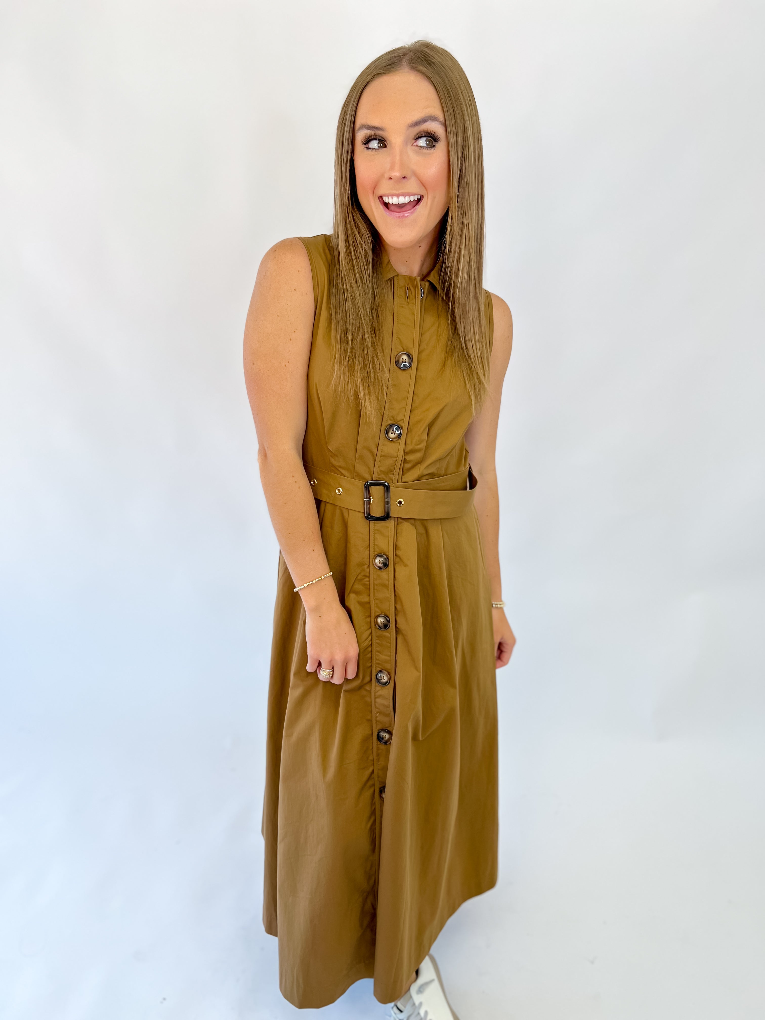 Fall Style Midi Dress-Light Brown