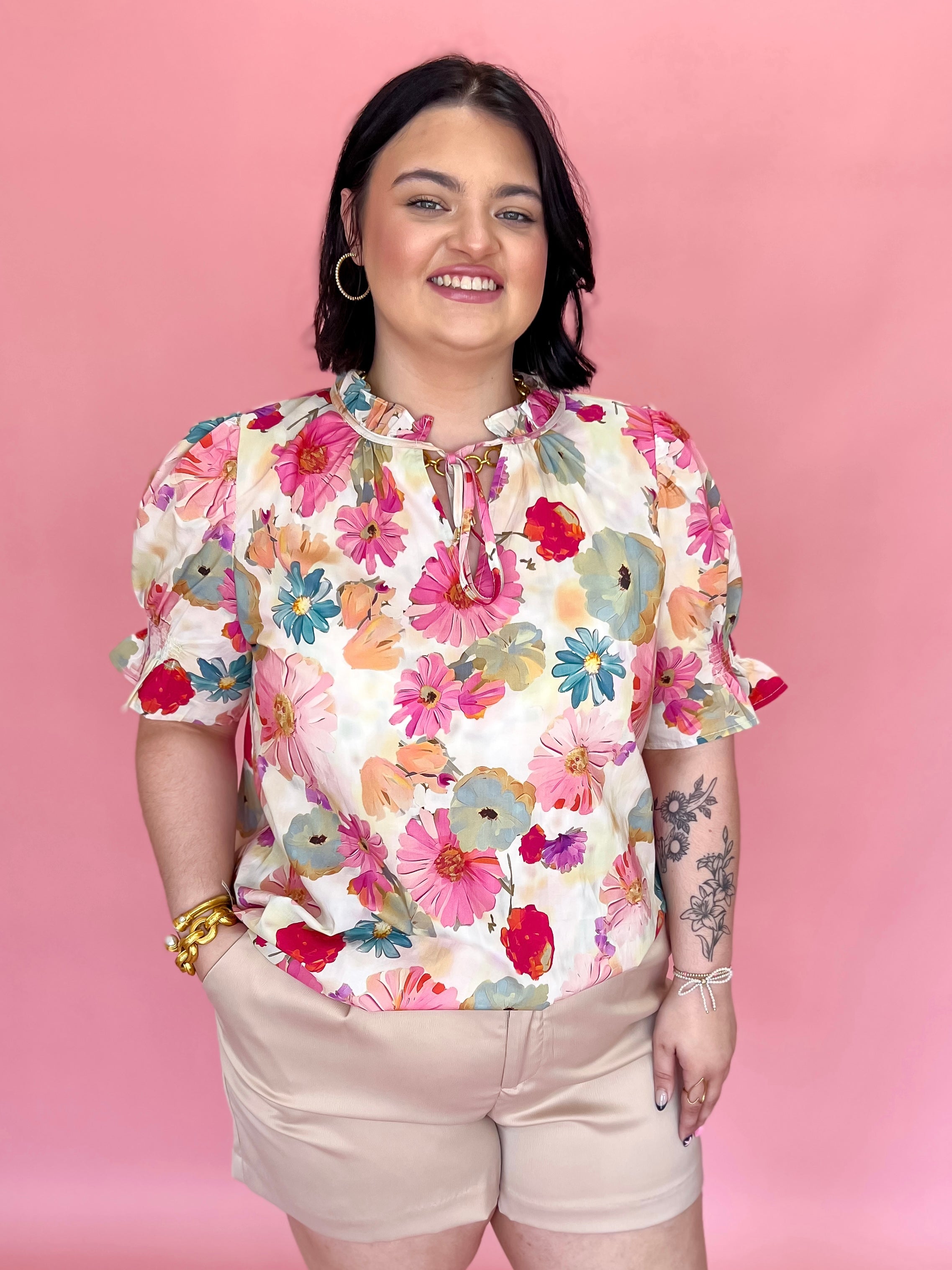 Plus Happy Blooms Blouse