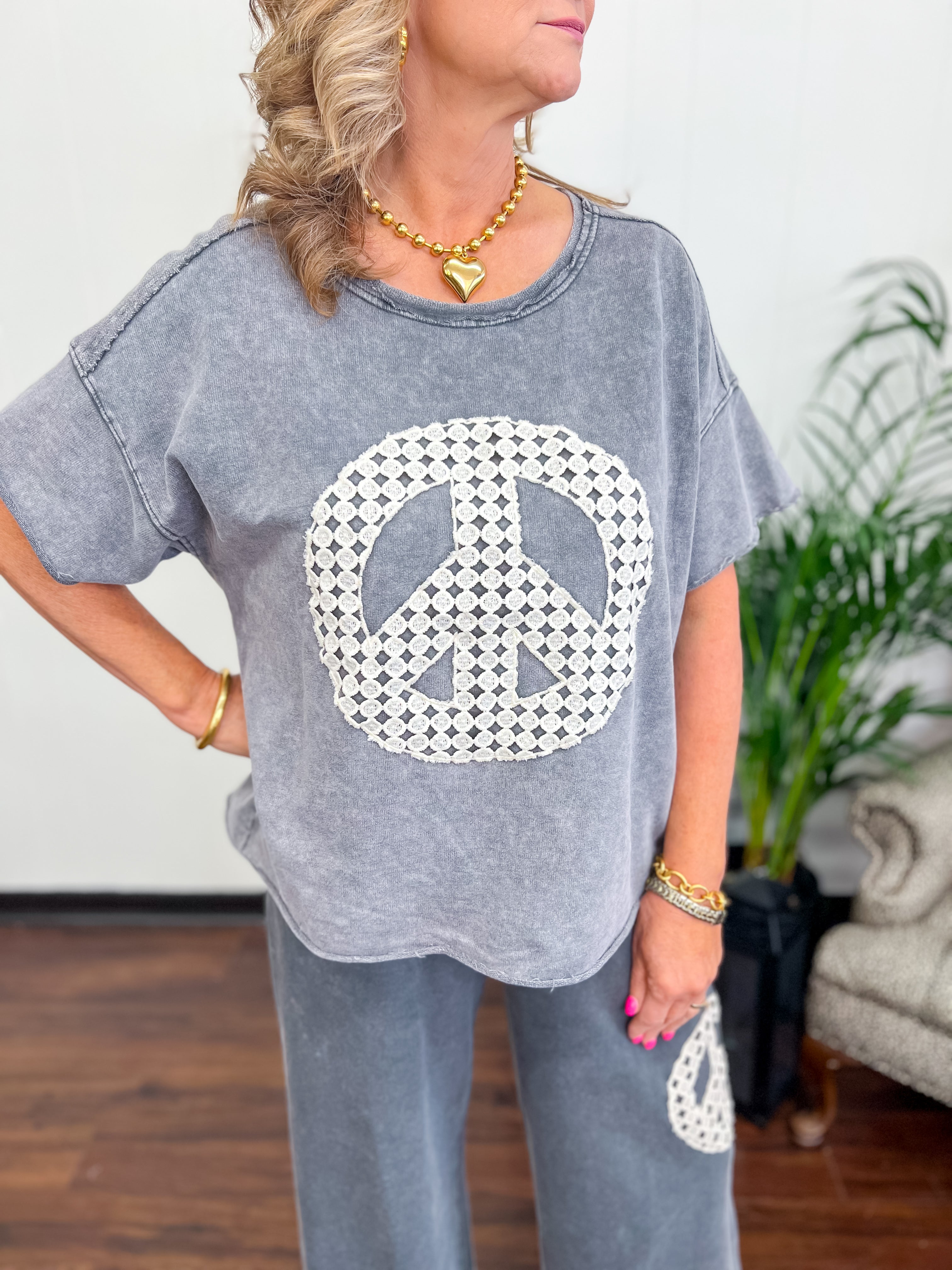 Priya Peace Sign Lace Top