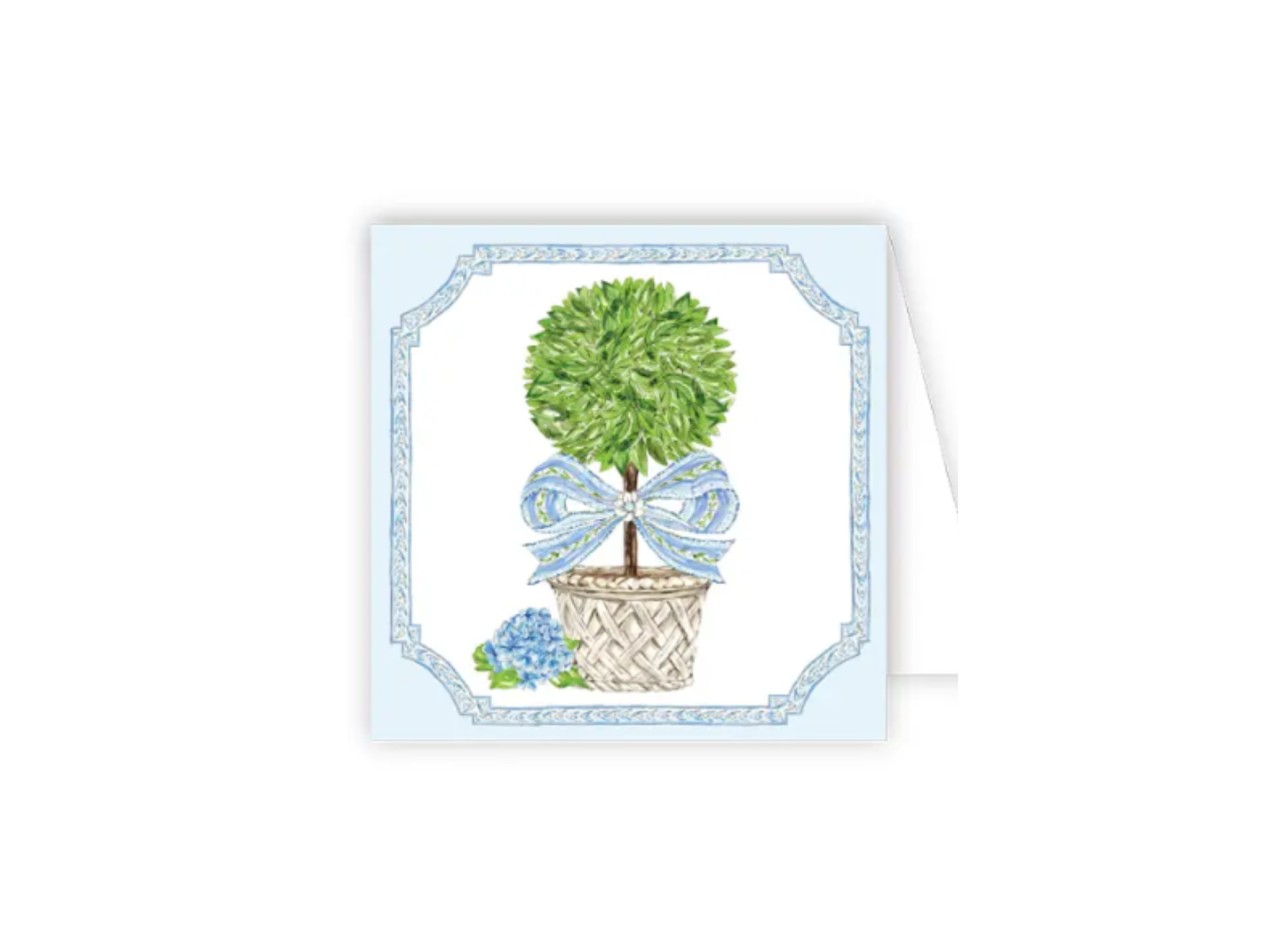 Garden Party Topiary Blue Bow Enclosure Card