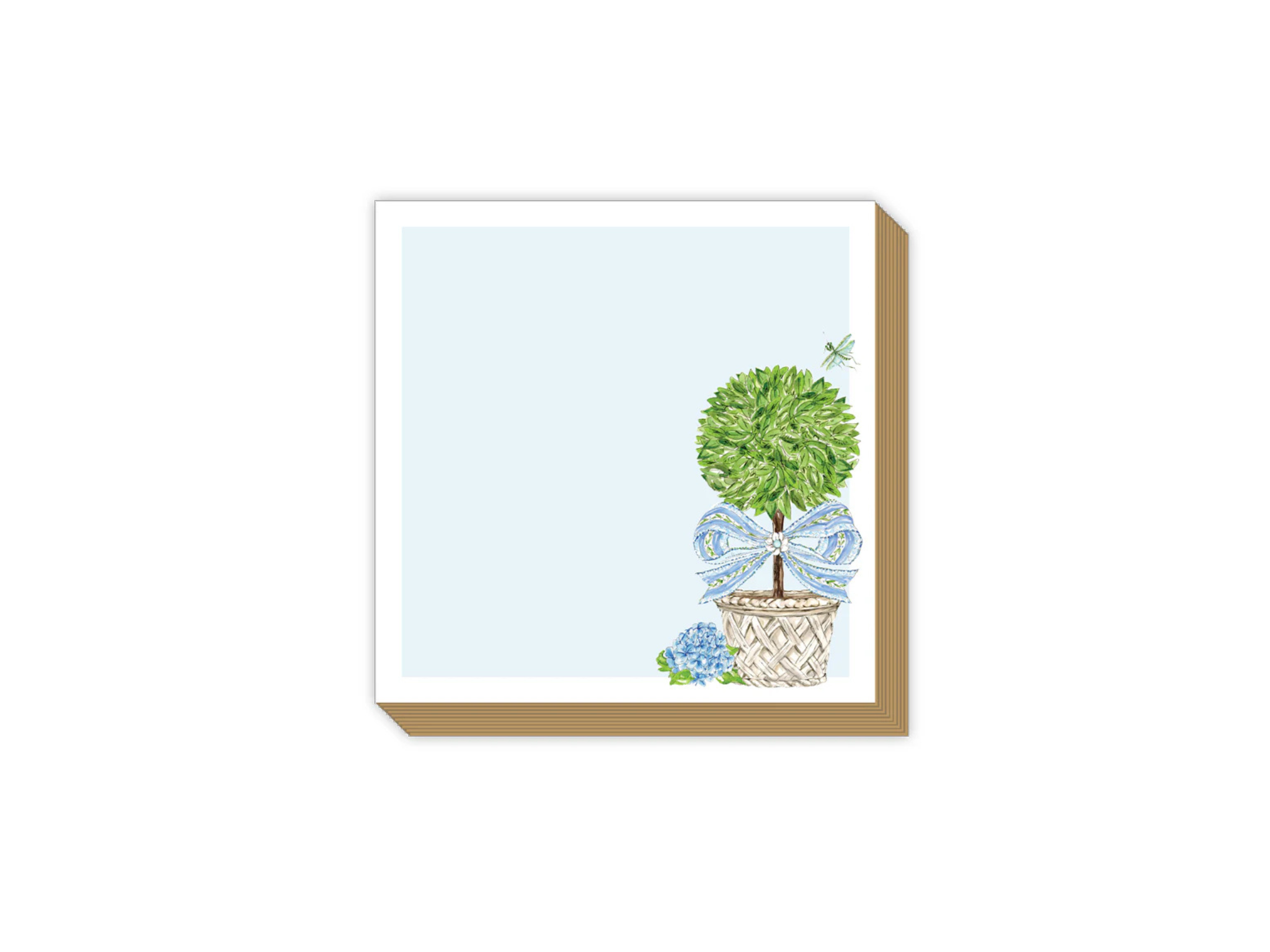 Garden Party Topiary with Blue Bow Luxe Notepad