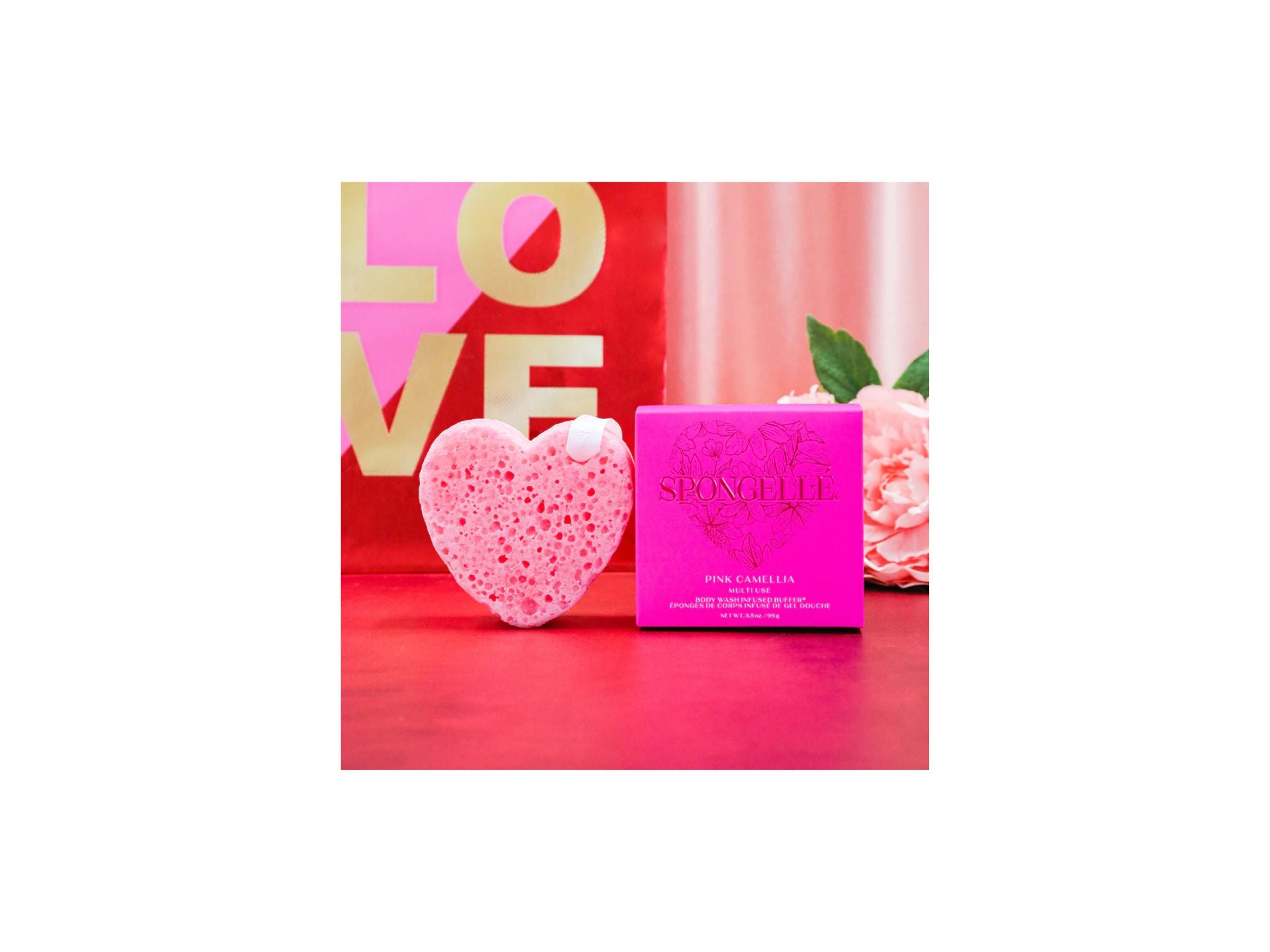 Heart Shaped Body Wash Infused Buffer - Pink Camellia