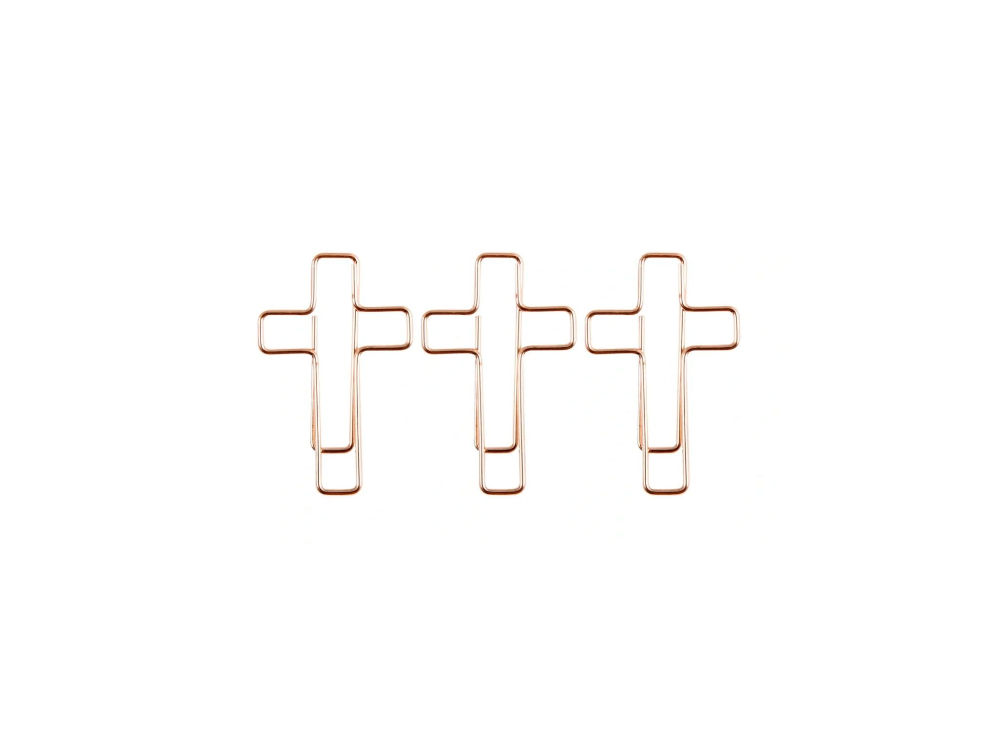 Church Notes 3 Pack of Cross Paper Clips - Rose Gold