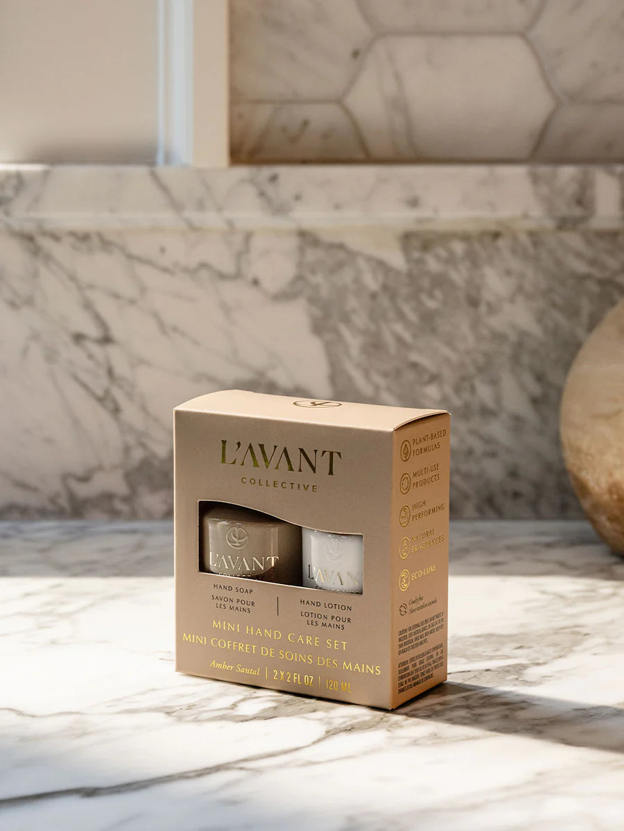 Mini Hand Care Set - Hand Soap + Hand Lotion - Ambre Santal