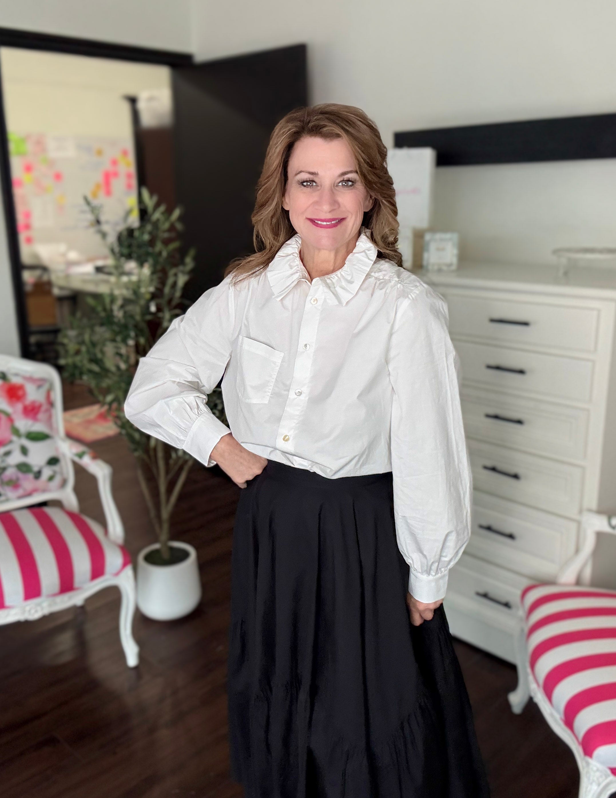 Asymmetrical Tiered Maxi Skirt-Black
