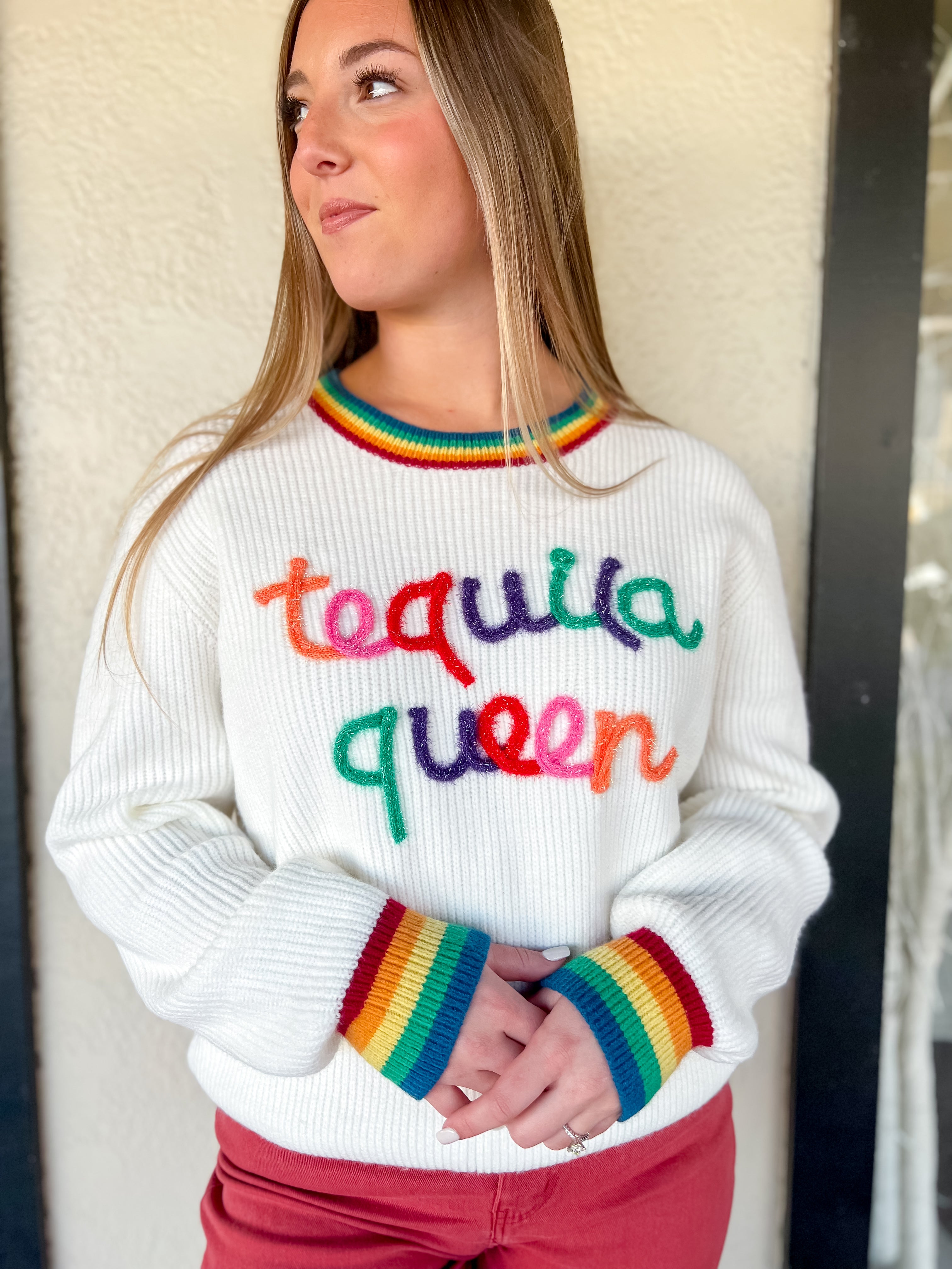 Tequila Queen Sweater-White