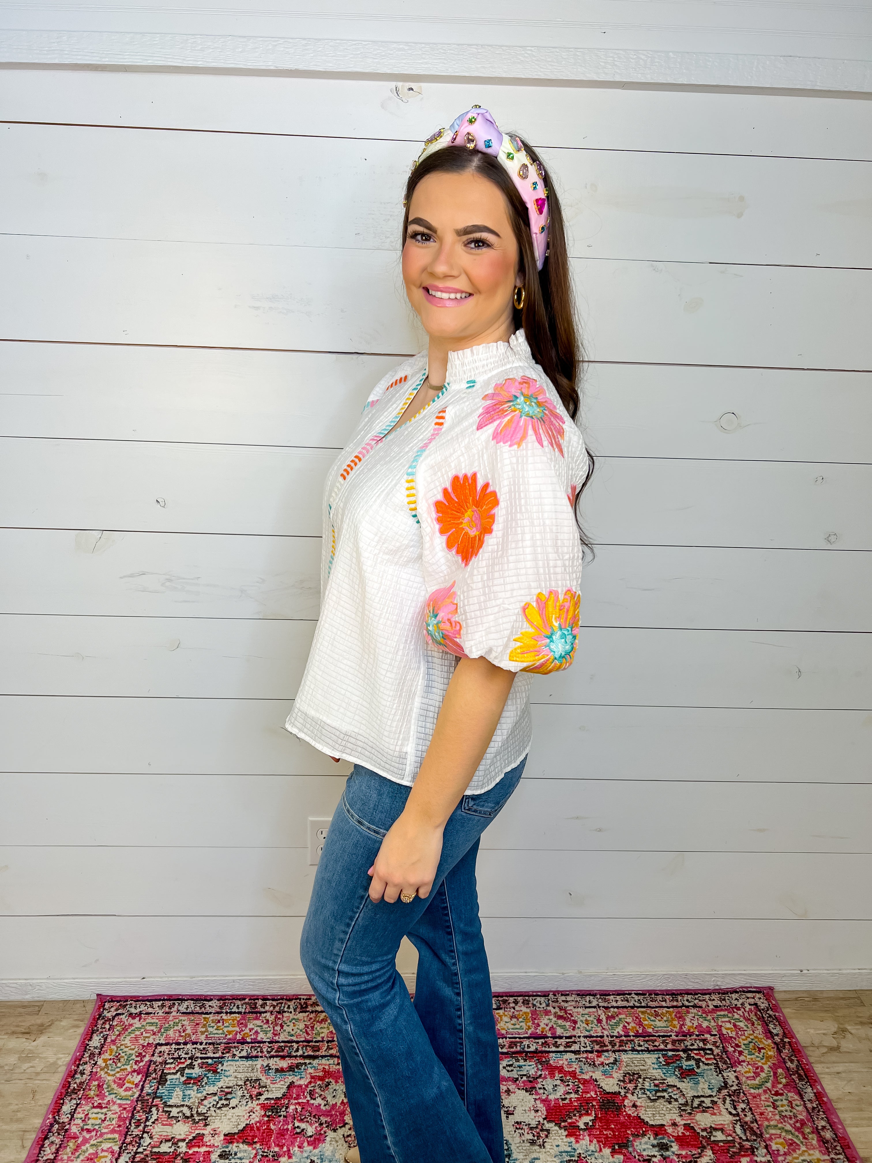 [THML] Burst of Spring Puff Sleeve Top