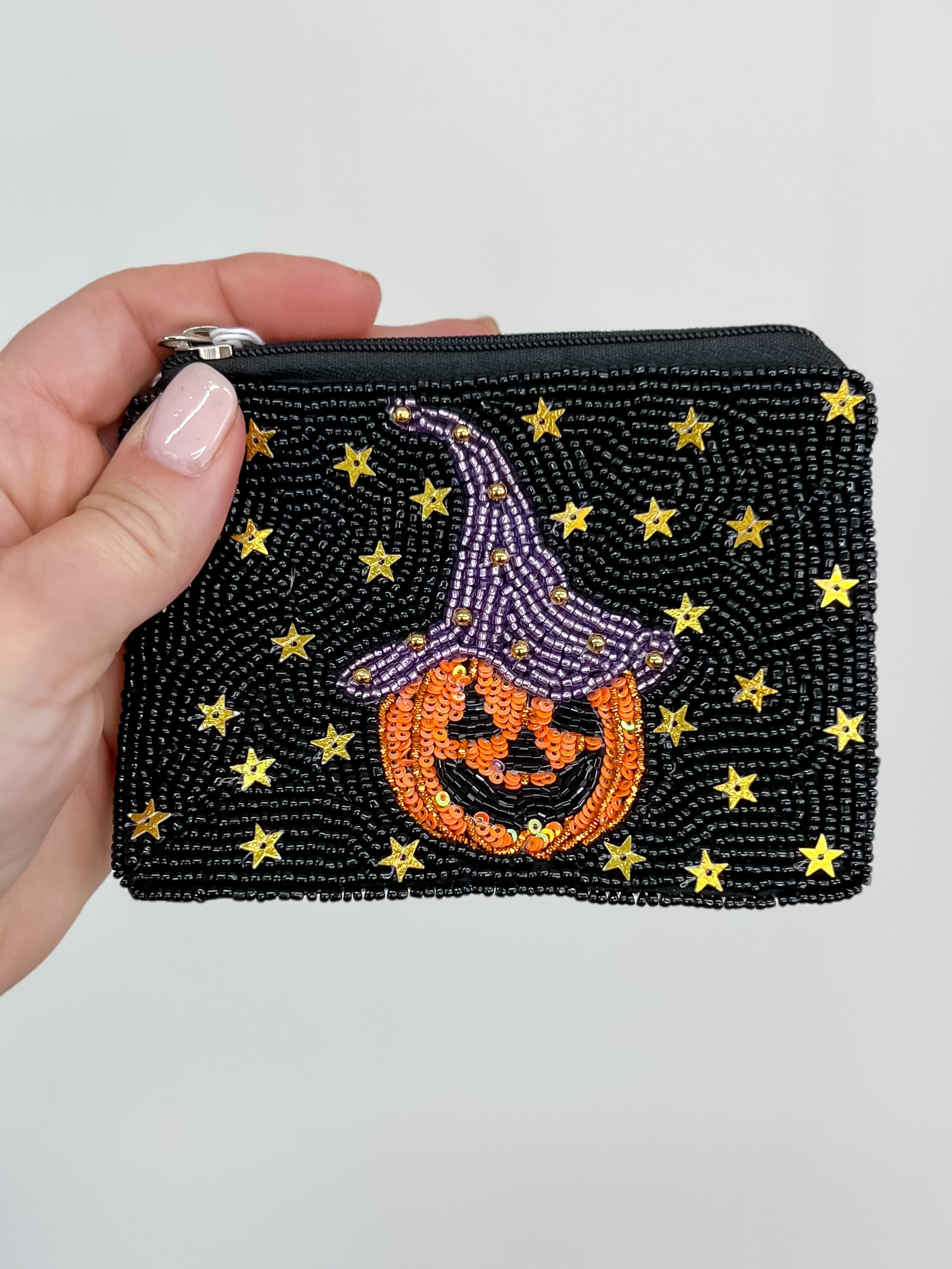 Beaded Coin Purse-Pumpkin Witch