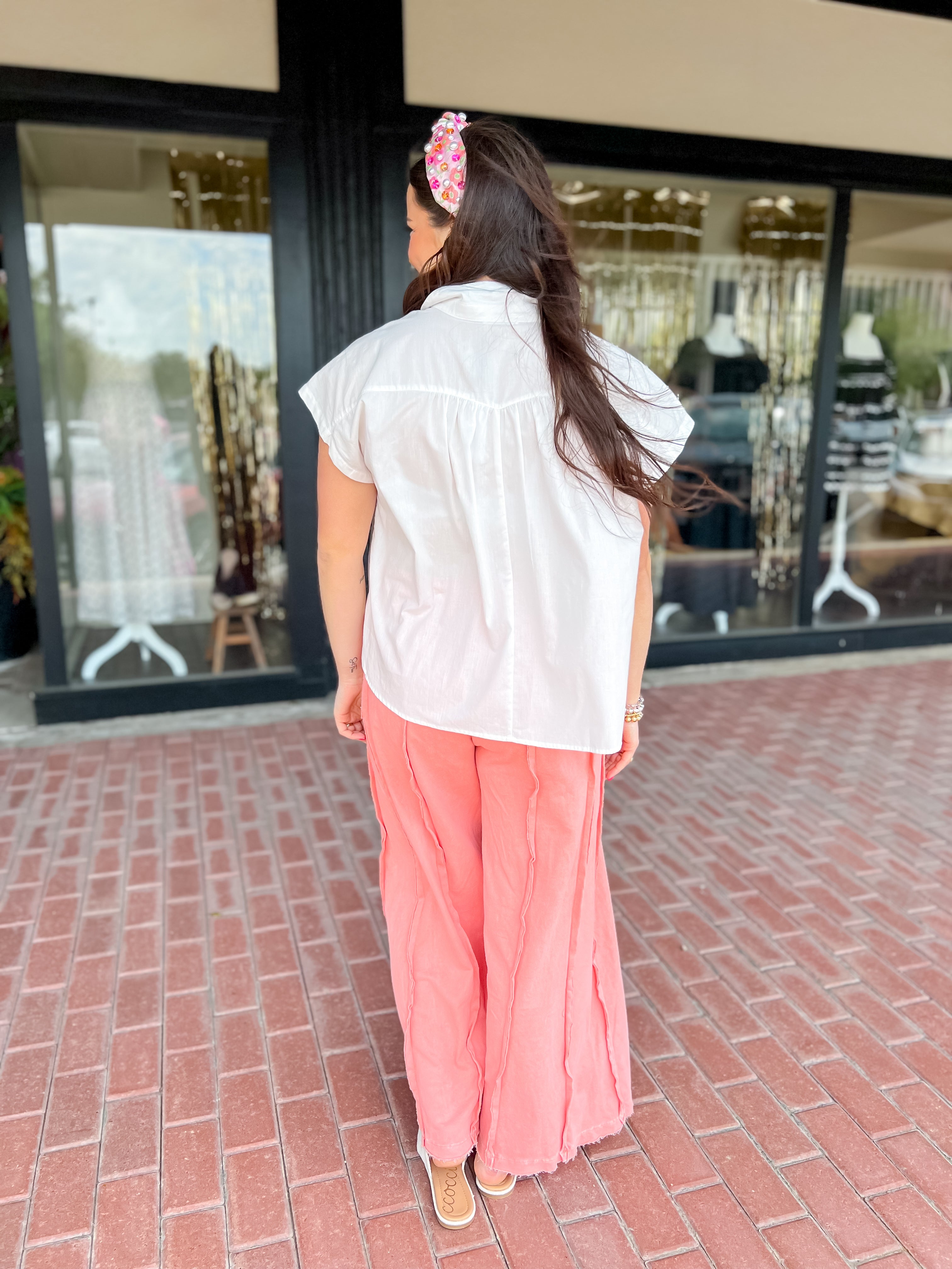Mineral Washed Peach Coral Pants