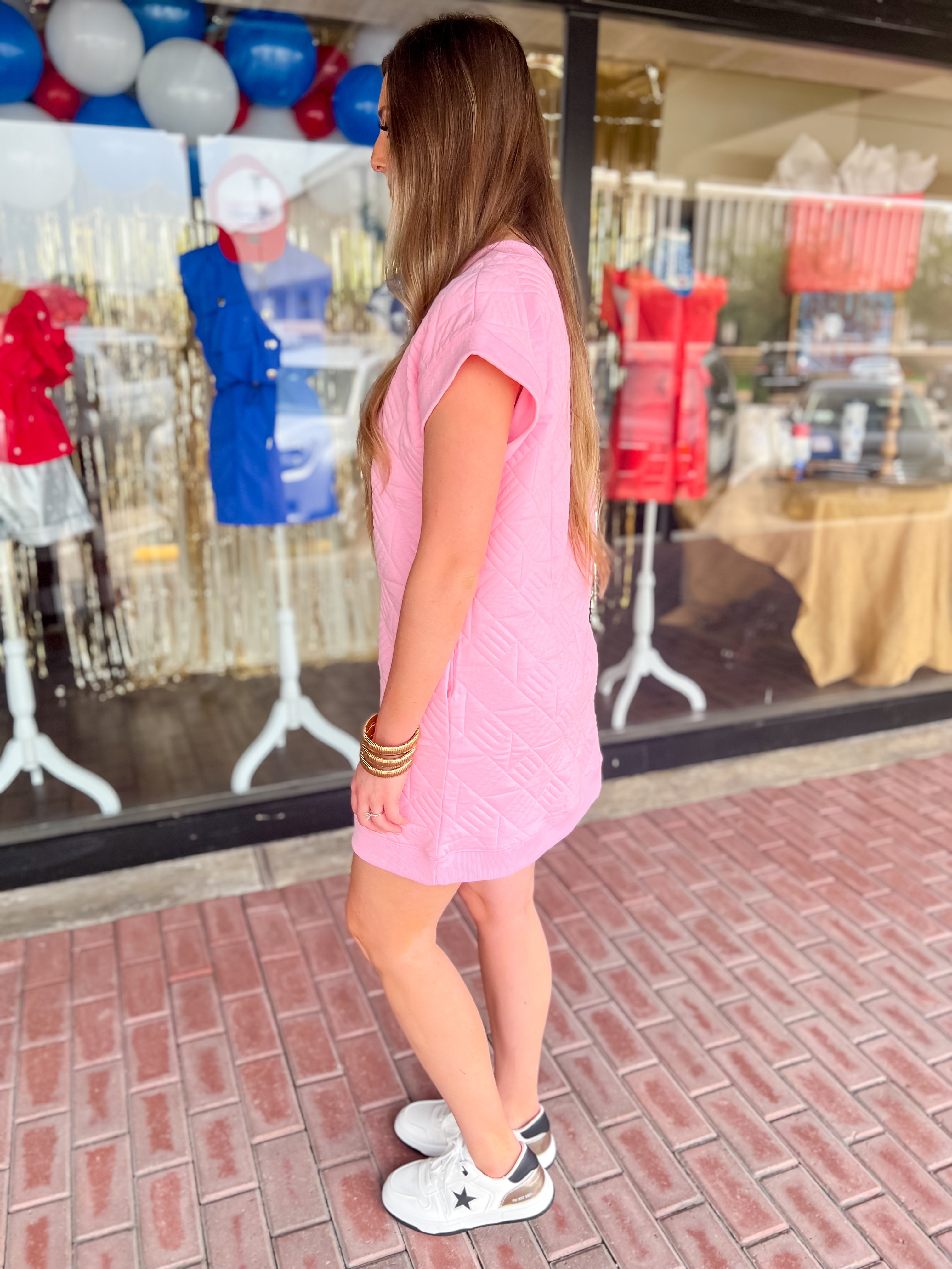 Picnic In The Park Textured Dress-Pink