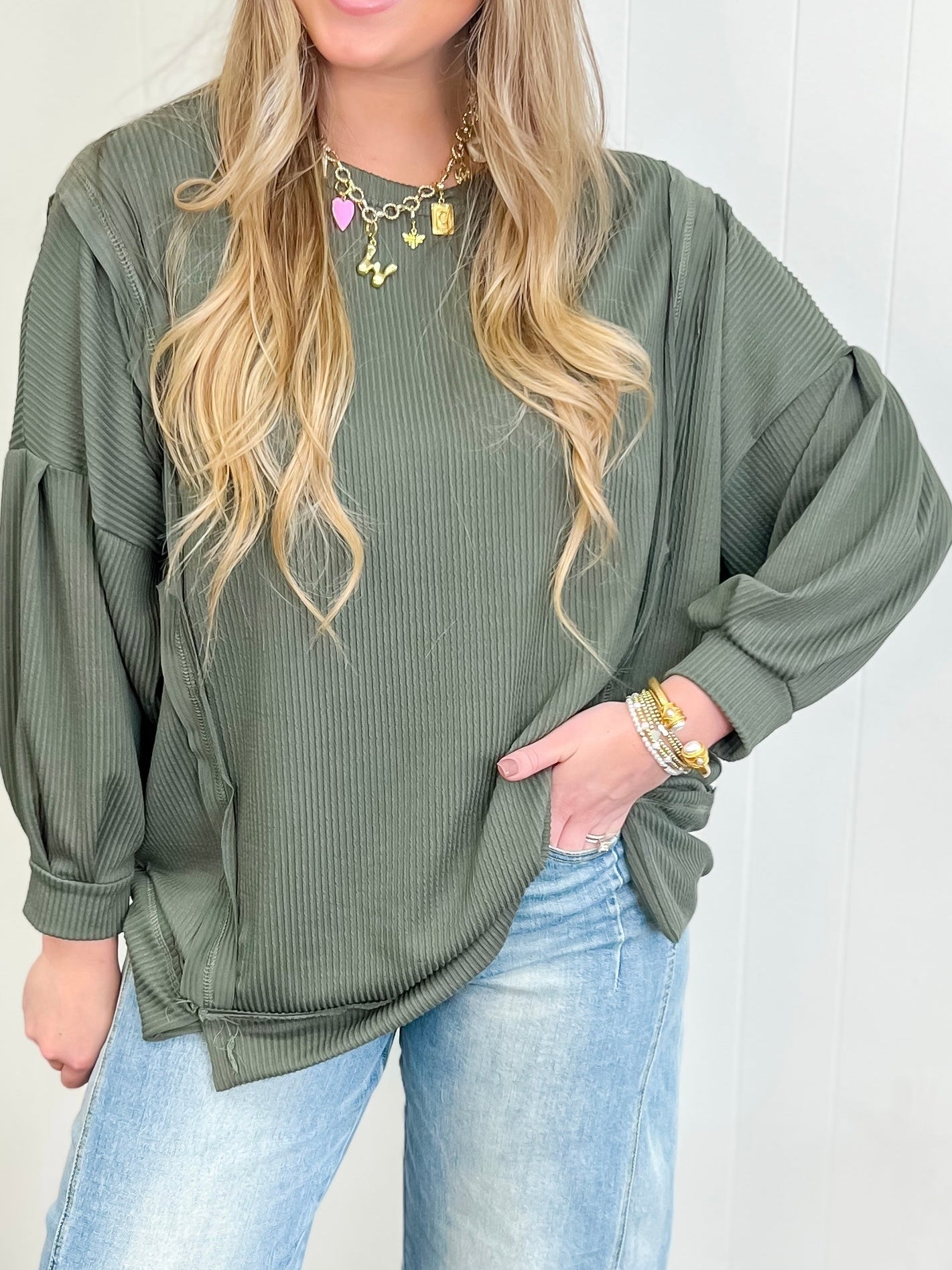 Over-Sized Tunic Top-Olive