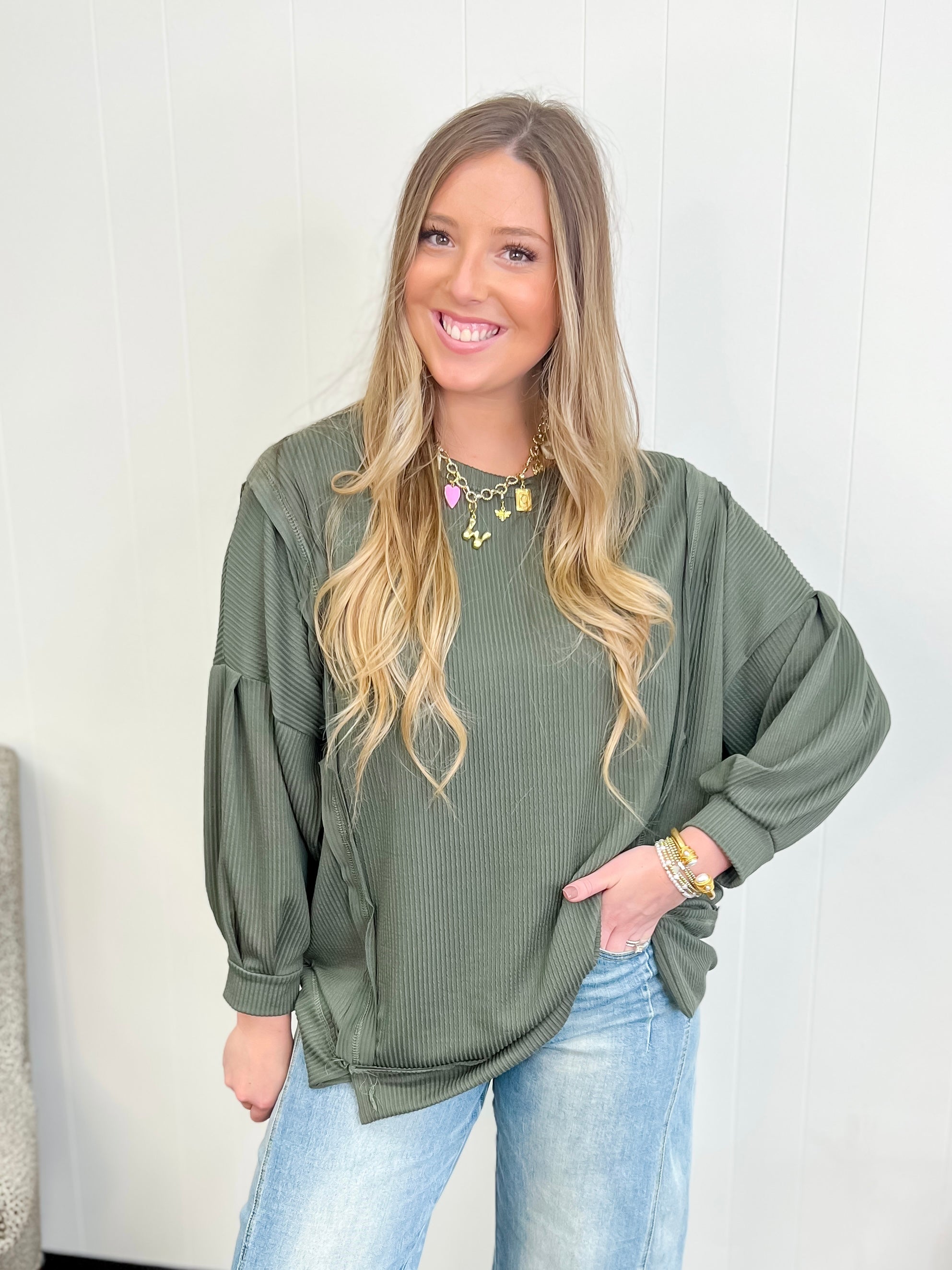 Over-Sized Tunic Top-Olive