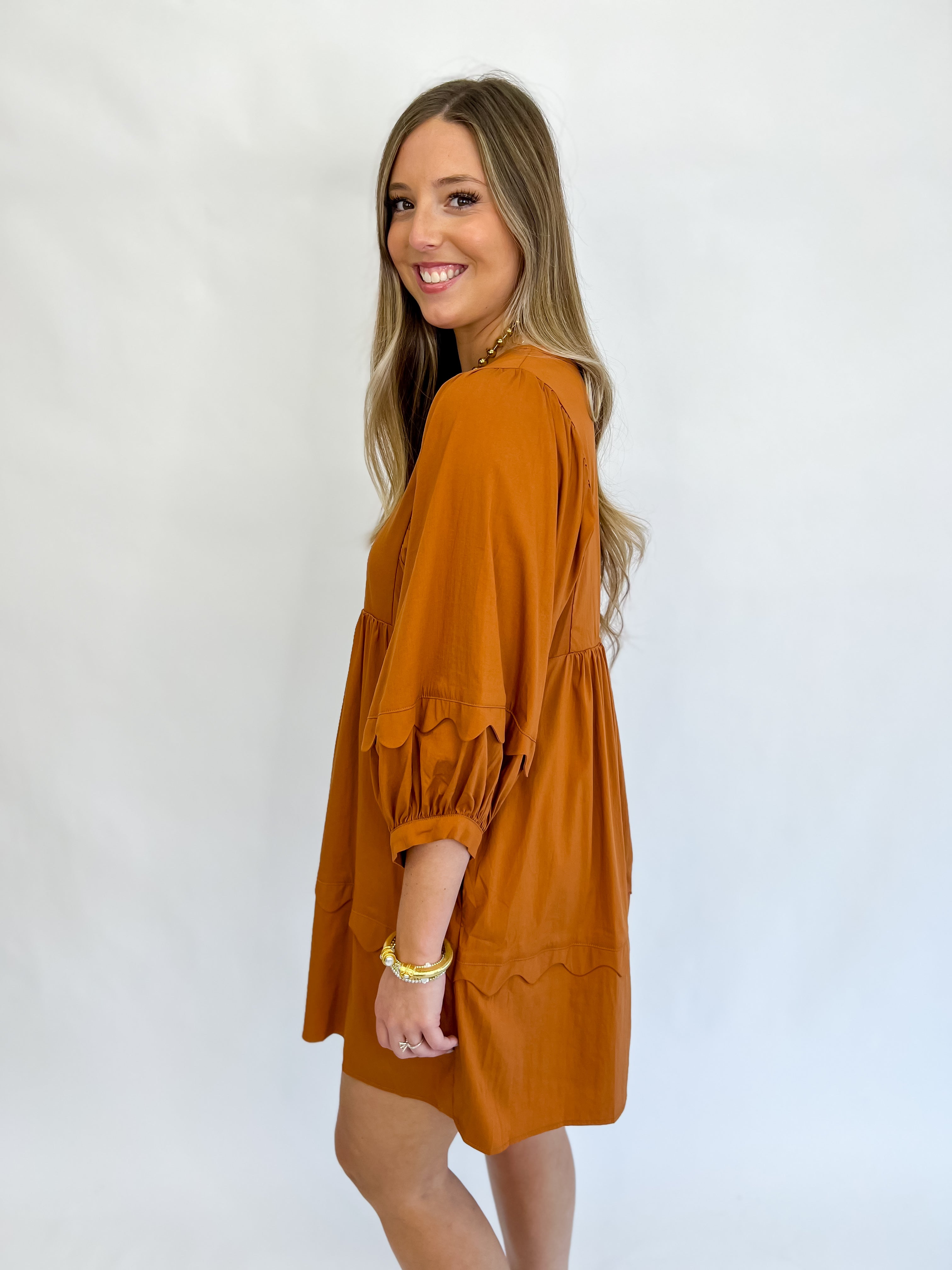 Feeling Fall Scalloped Dress