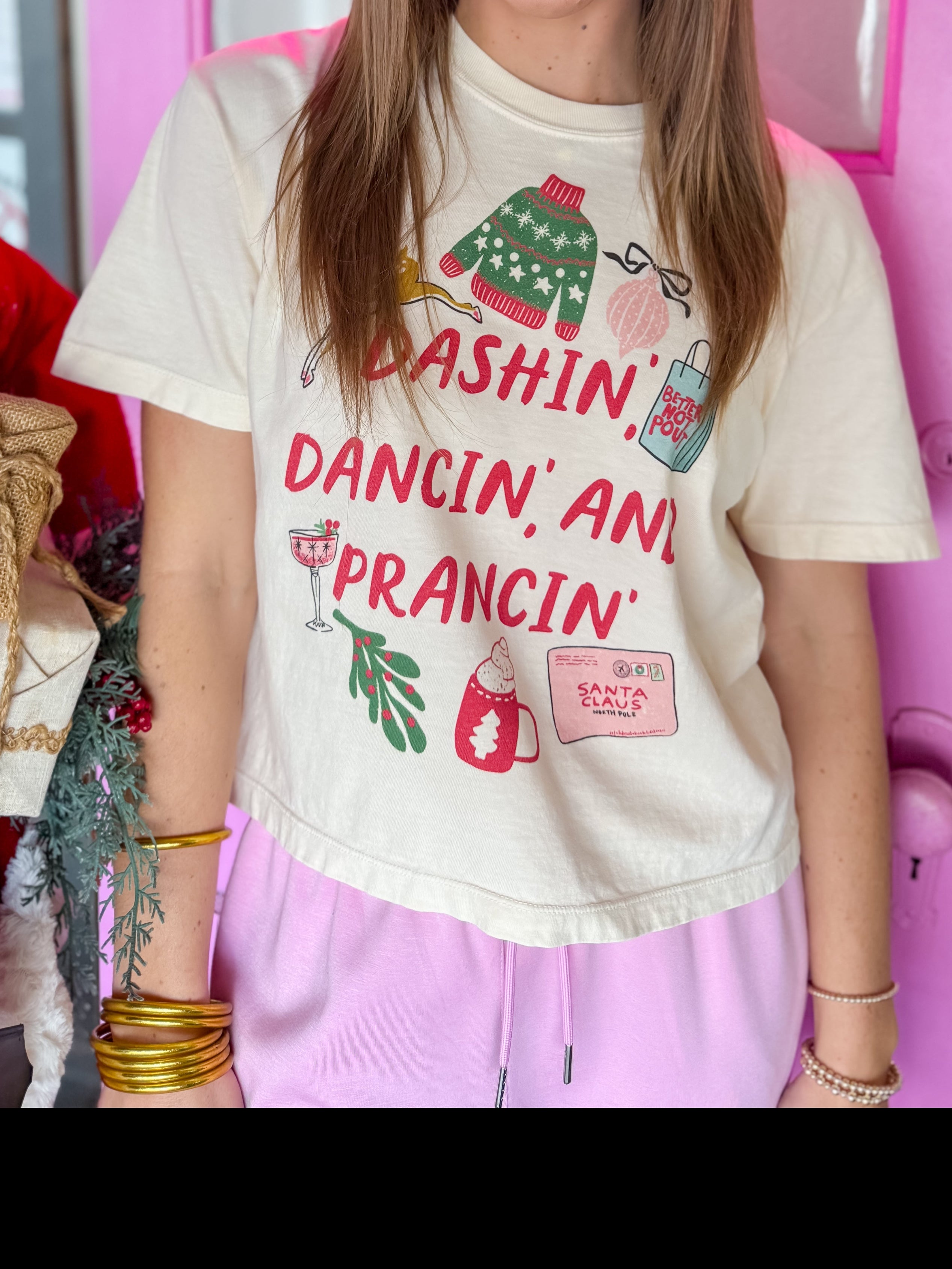 Dashin, Dancin, and Prancin Crop Tee Shirt