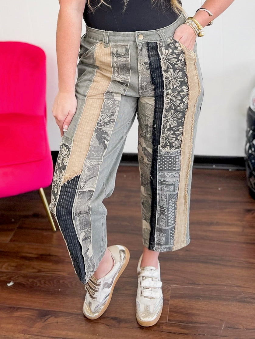 Let It Go Patchwork Jeans