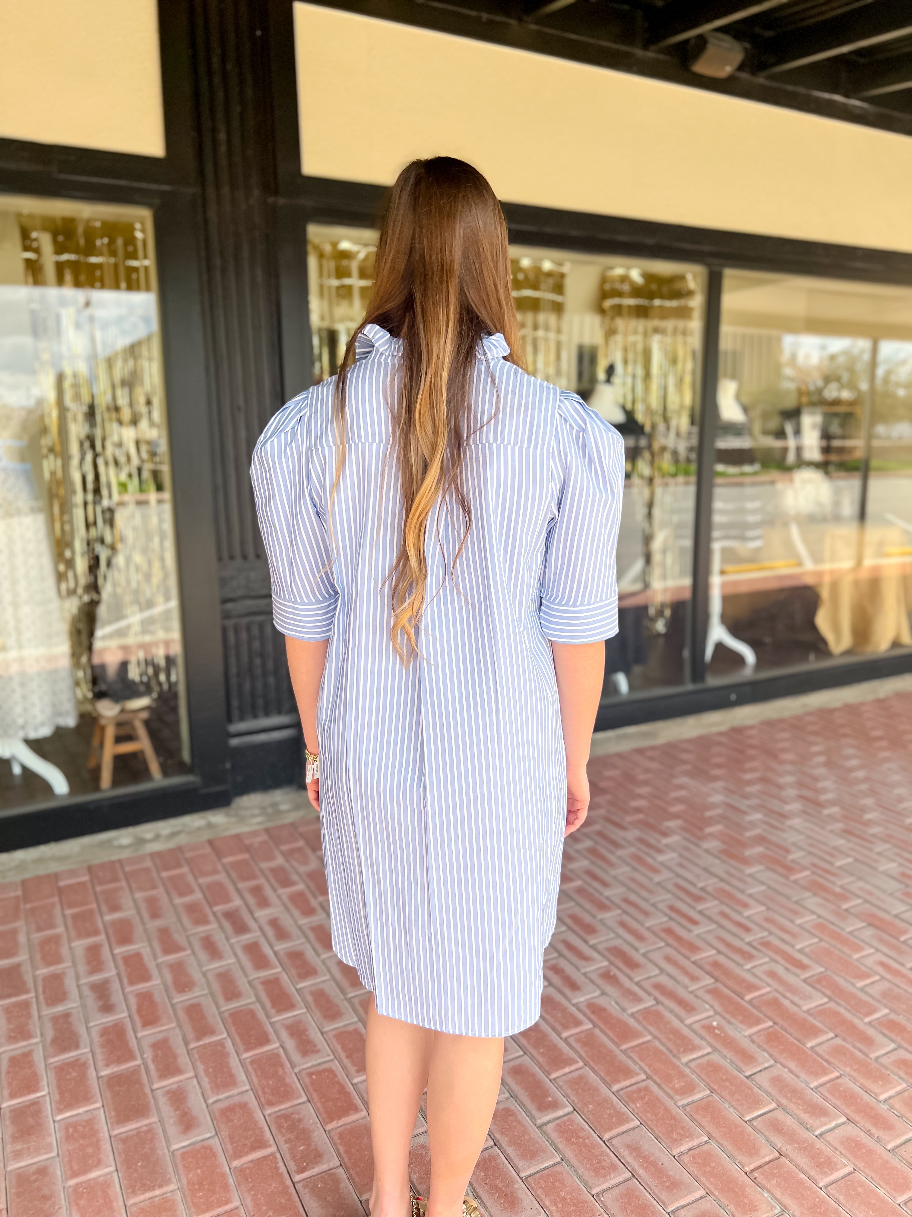 Callie Blue Stripe Collar Dress