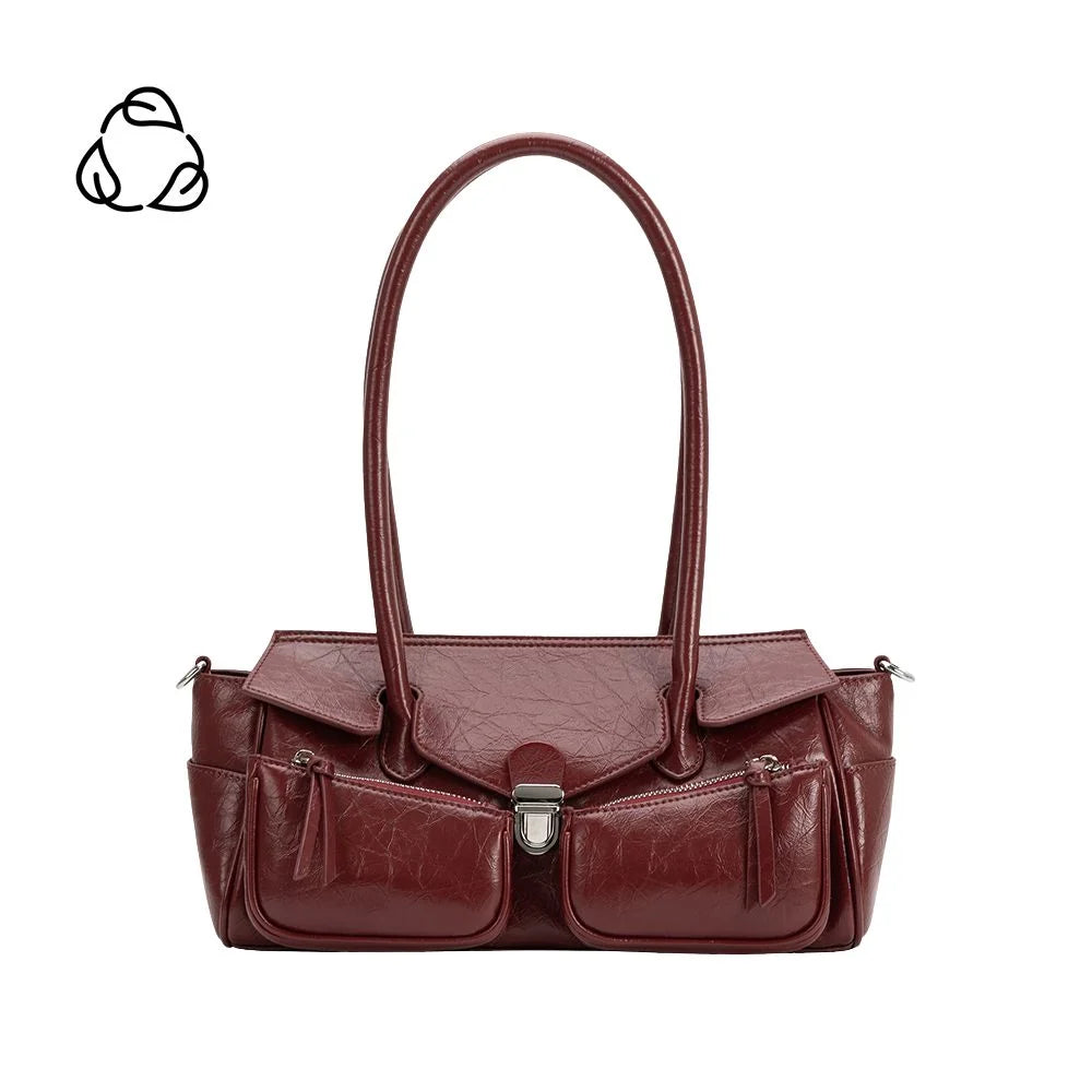 Ruthie Vegan Leather Shoulder Bag-Burgundy