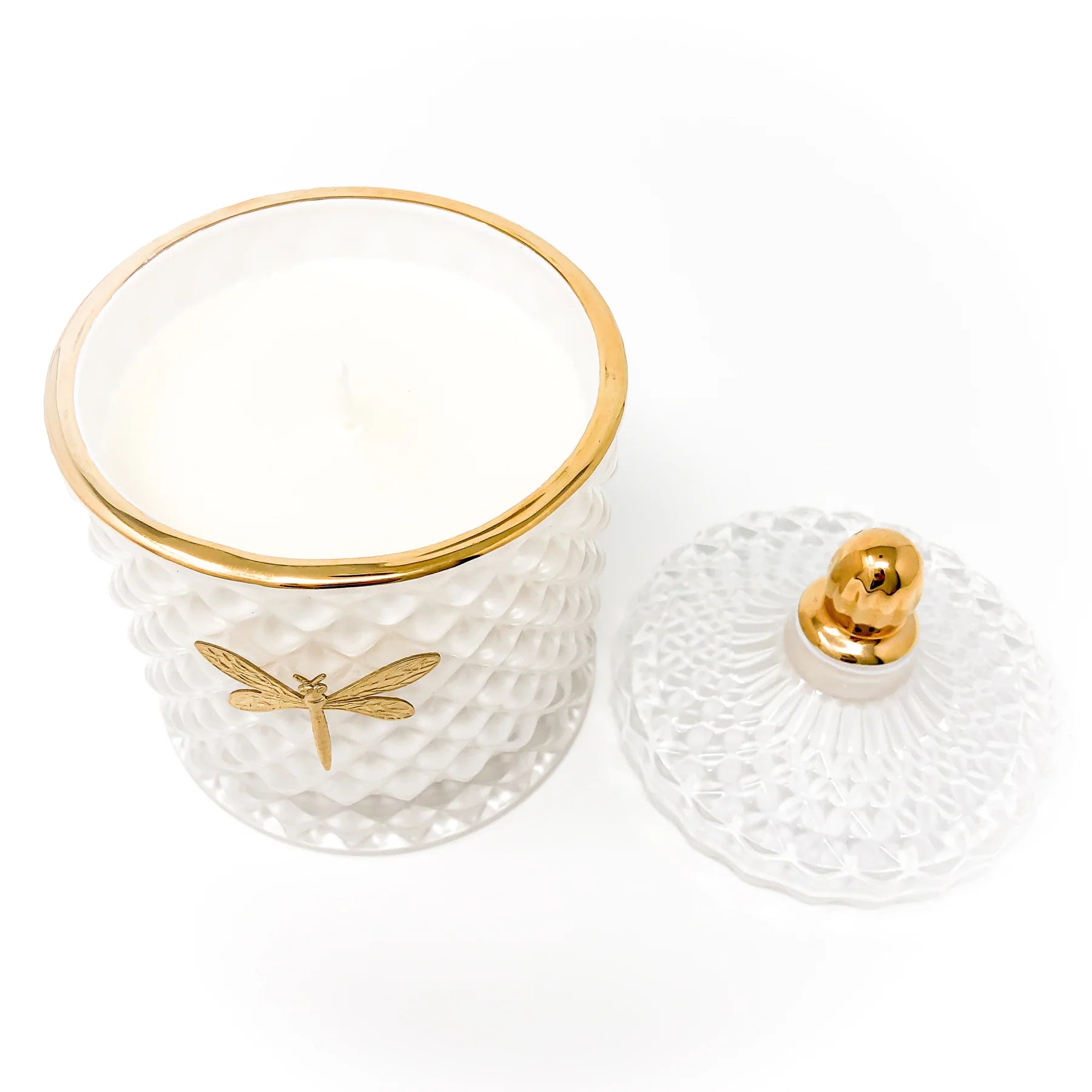 Bella Candle - White & Gold 8 oz : Whitewood + Saffron