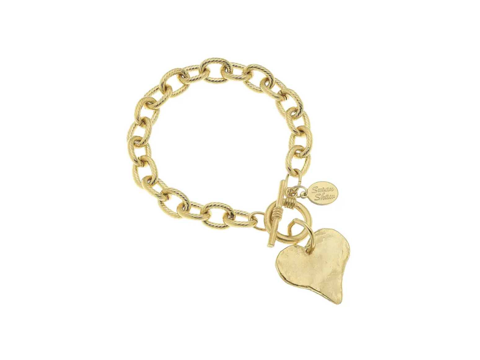 [Susan Shaw] Gold Heart Toggle Bracelet