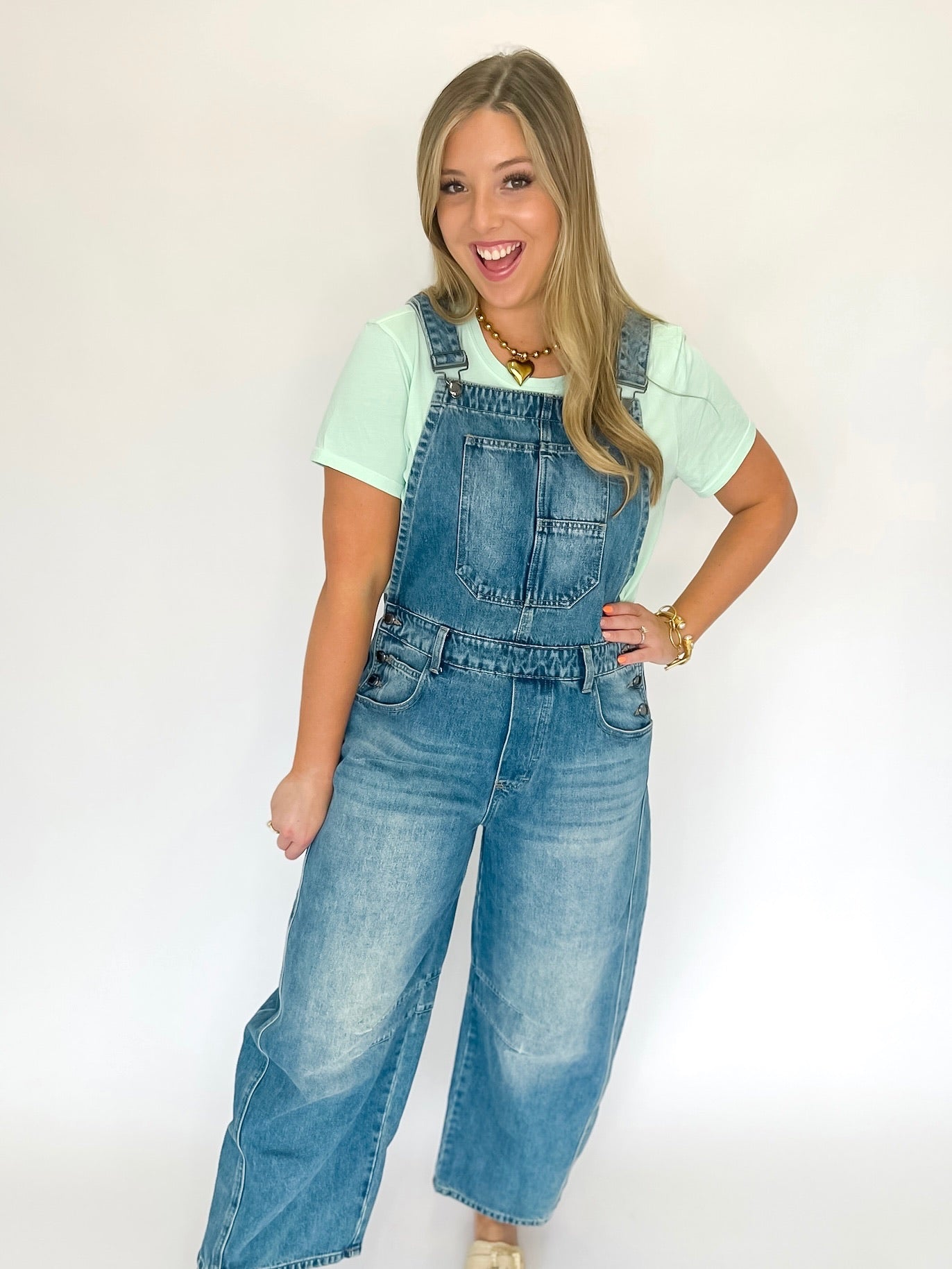 The Darcy Denim Barrel Overalls