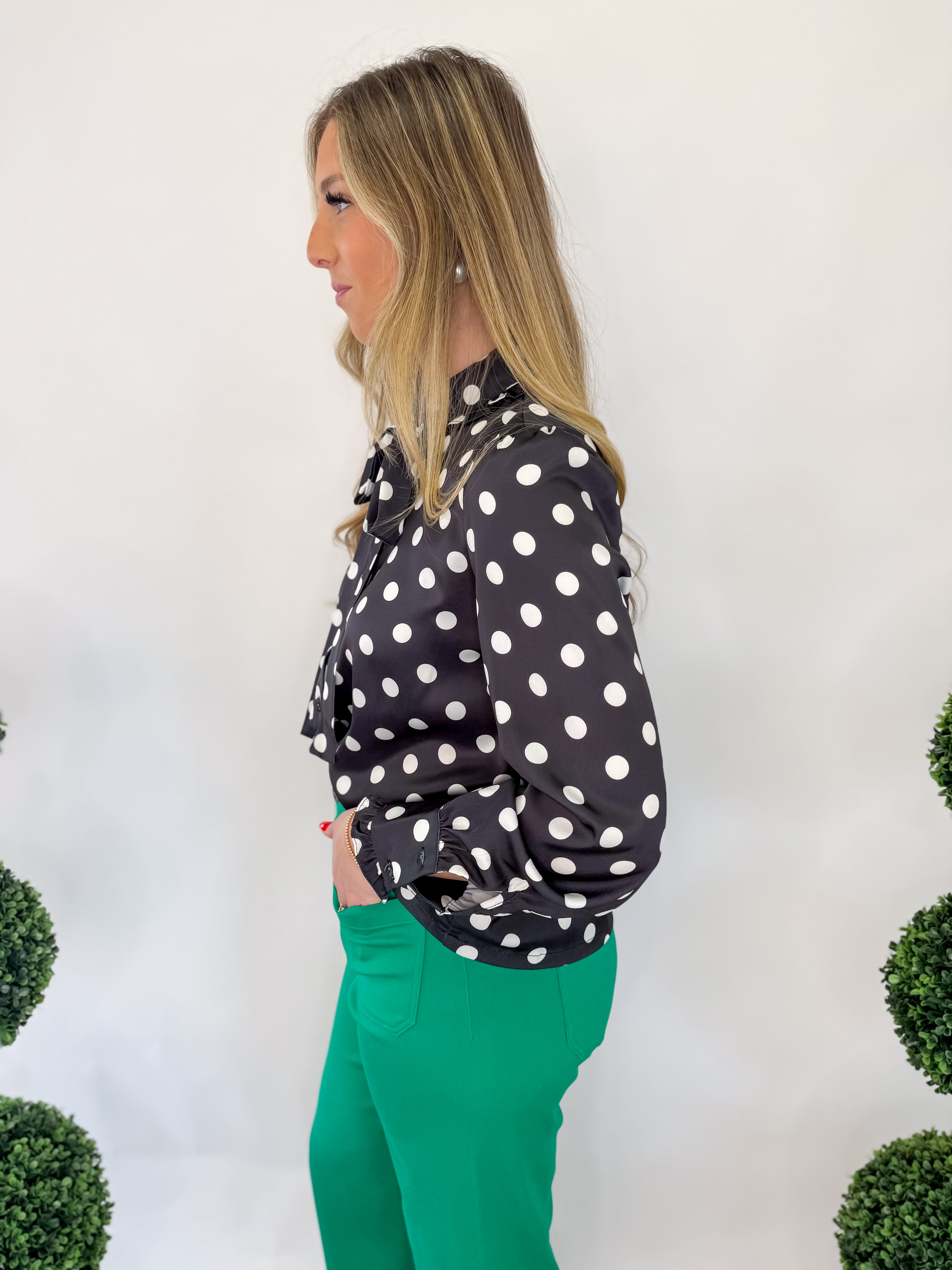 Margot Polka Dot Button Down - Black