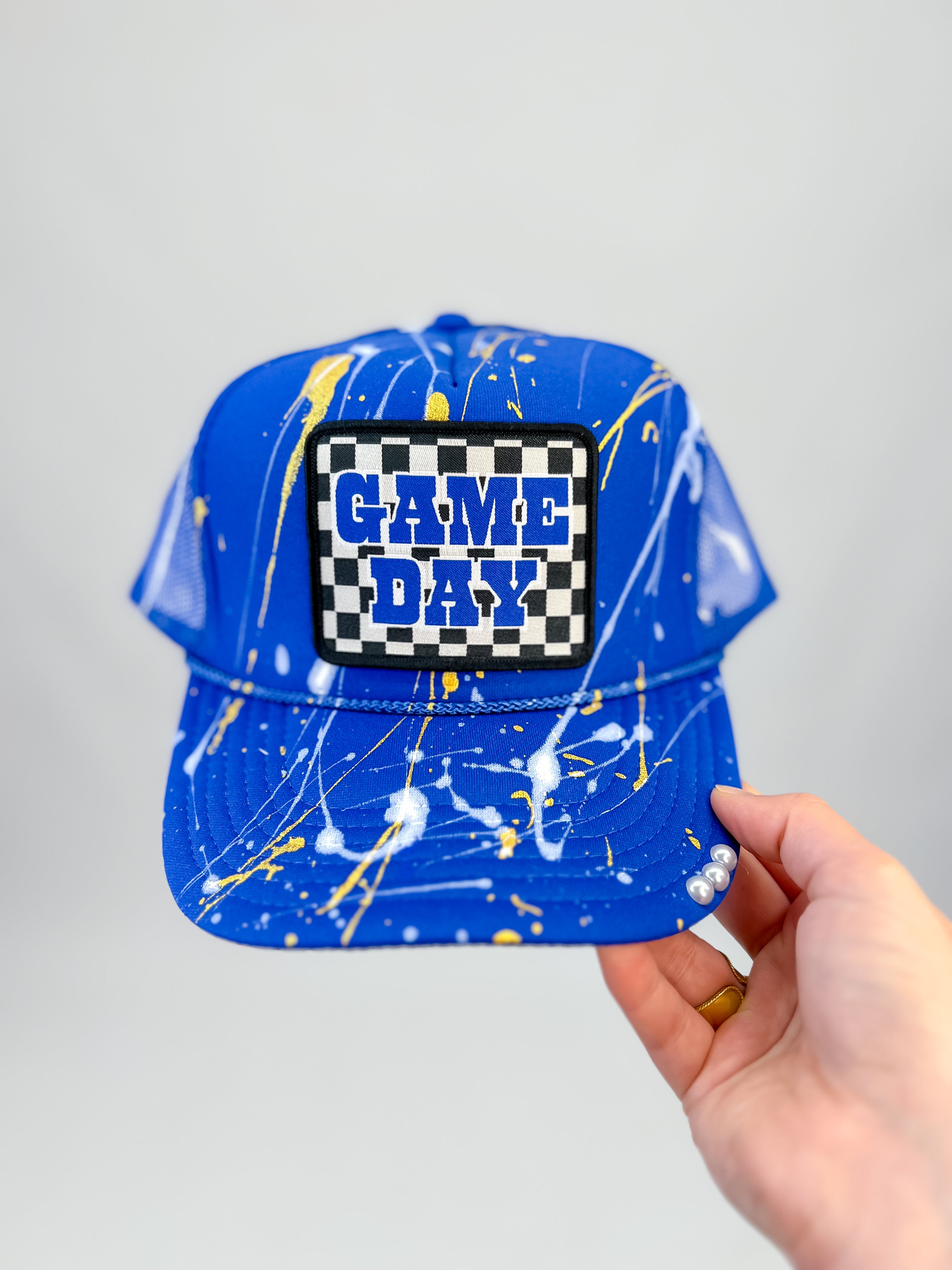 Game Day Checkered Splatter Paint Cap