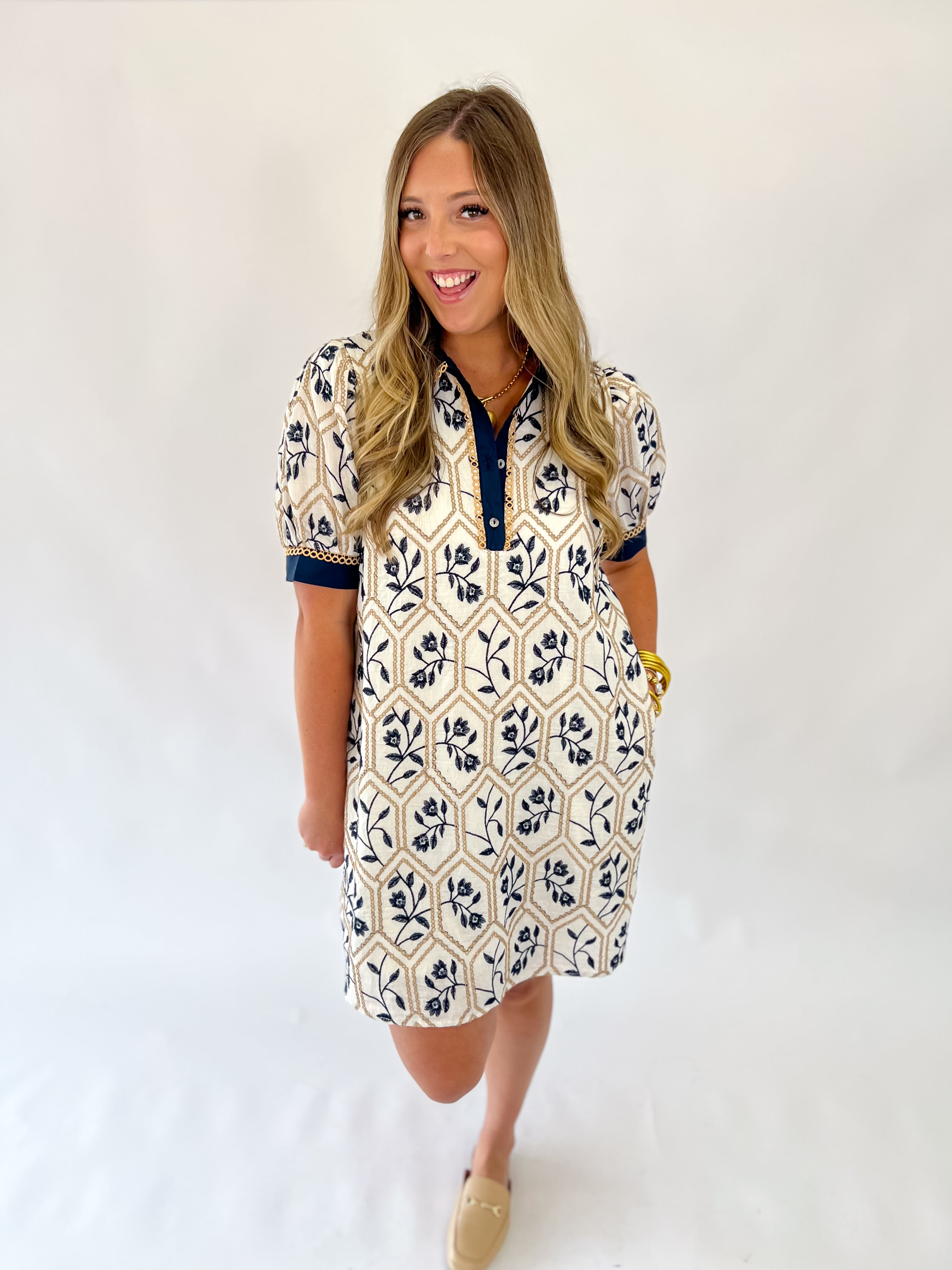 Fall Floral Romance  Embroidered Dress