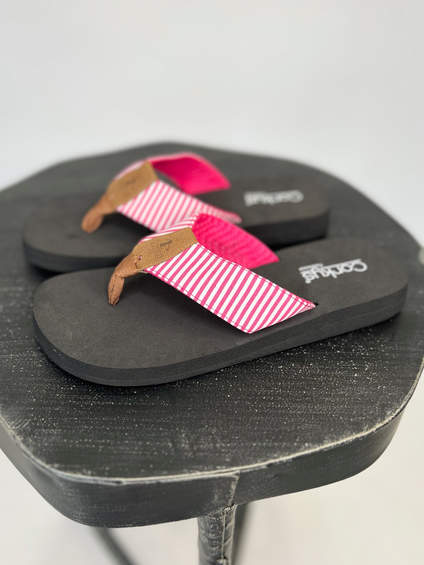 [Corky's] Summer Break-Pink White Stripe