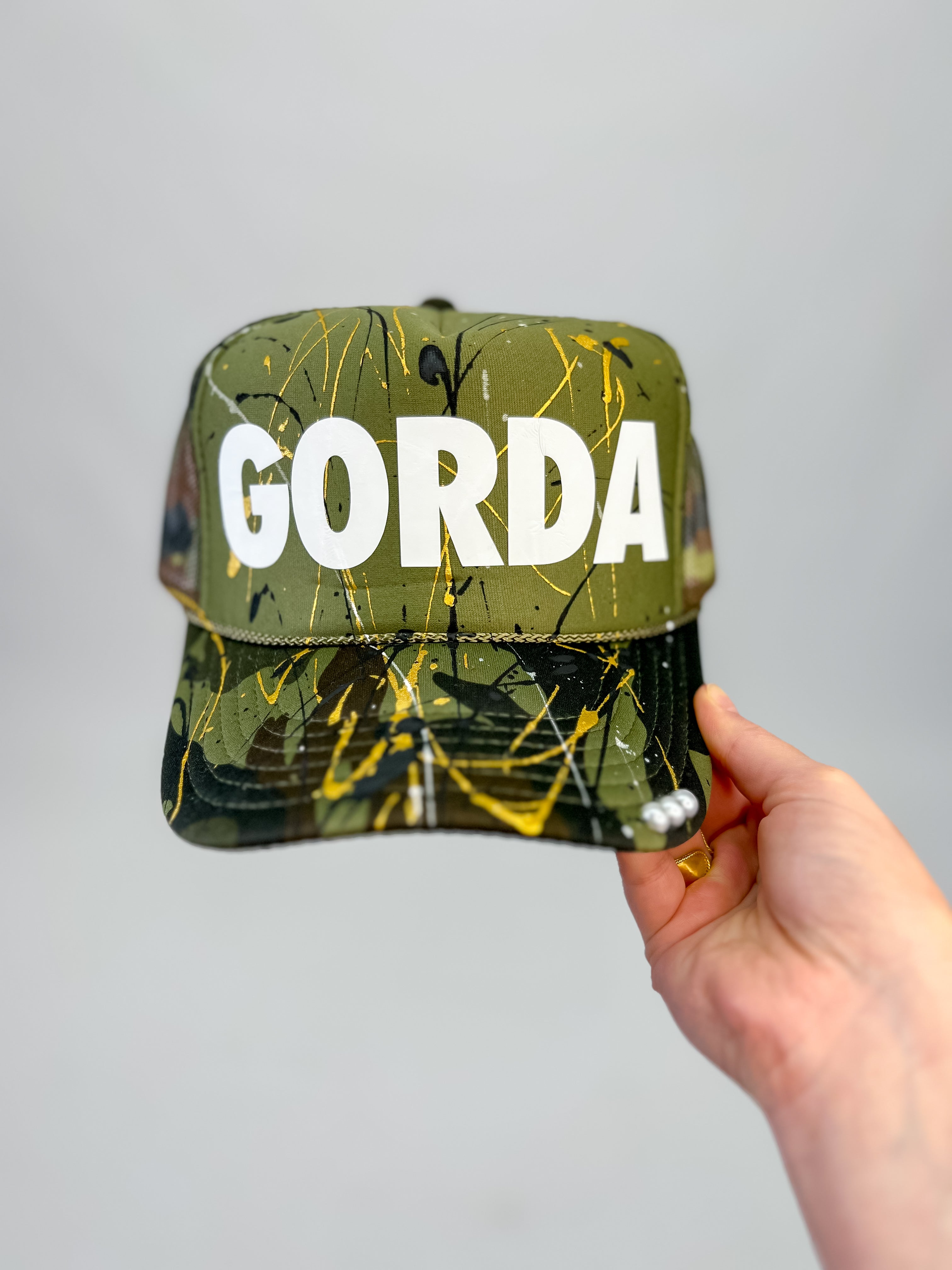 GORDA Vinyl White Camo Splatter Paint Cap