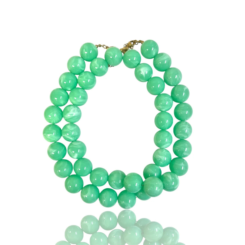 Round Beaded Necklace-Light Green