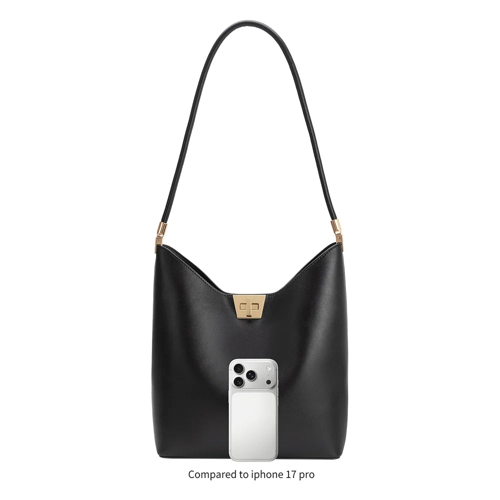 Billie Vegan Leather Tote Bag-Black