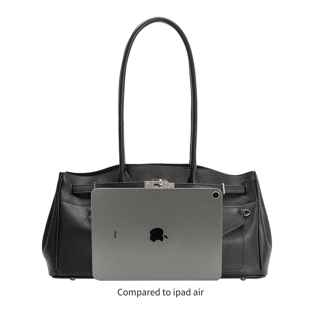 Rocky Vegan Leather Shoulder Bag-Black