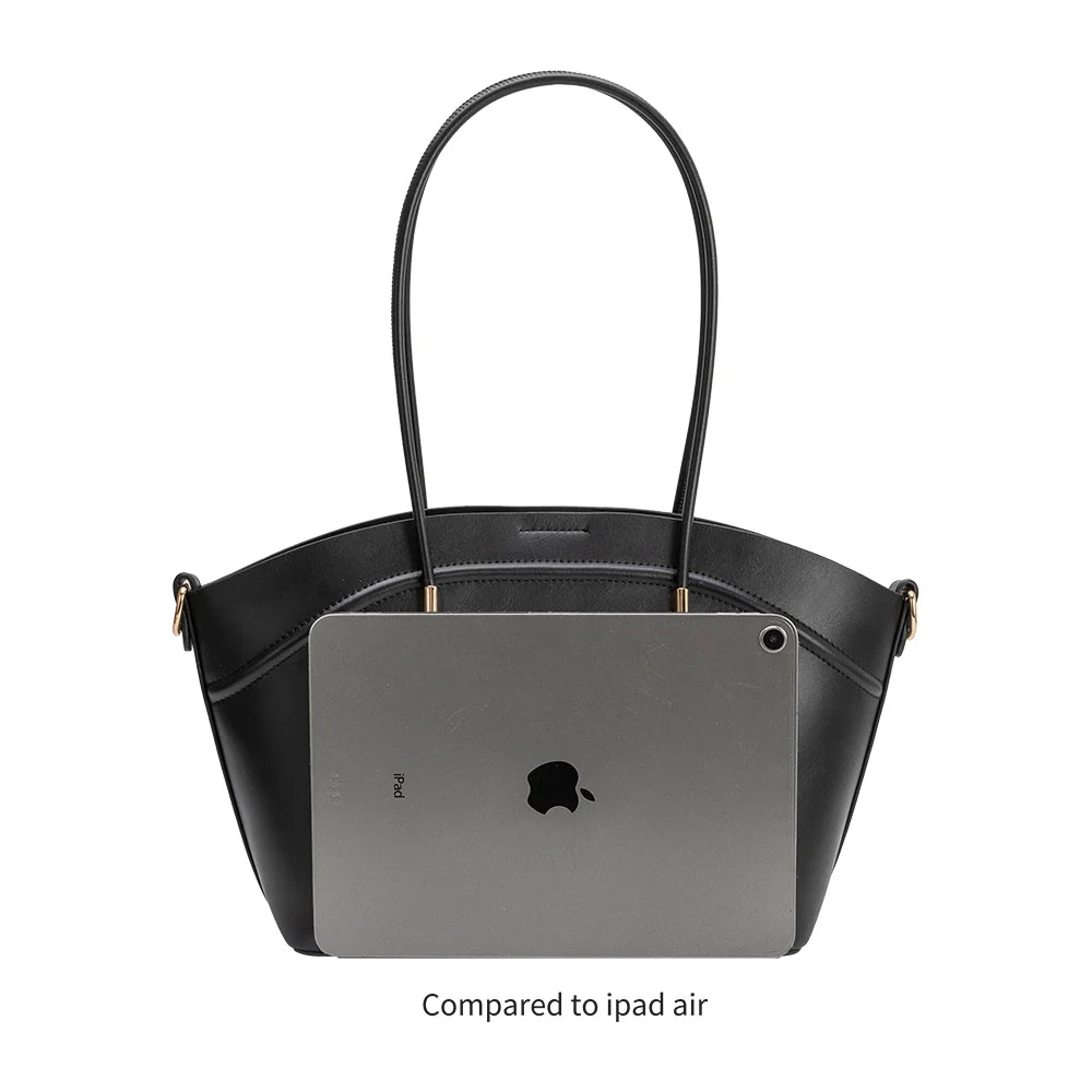 Hazel Vegan Leather Tote Bag-Black