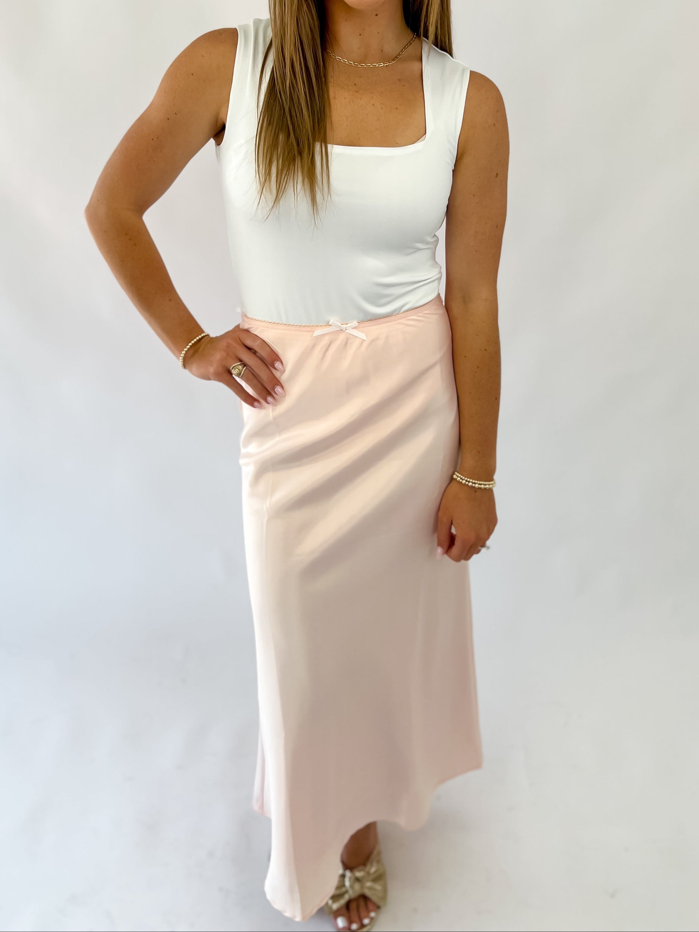 Soft Spoken Satin Skirt- Pink