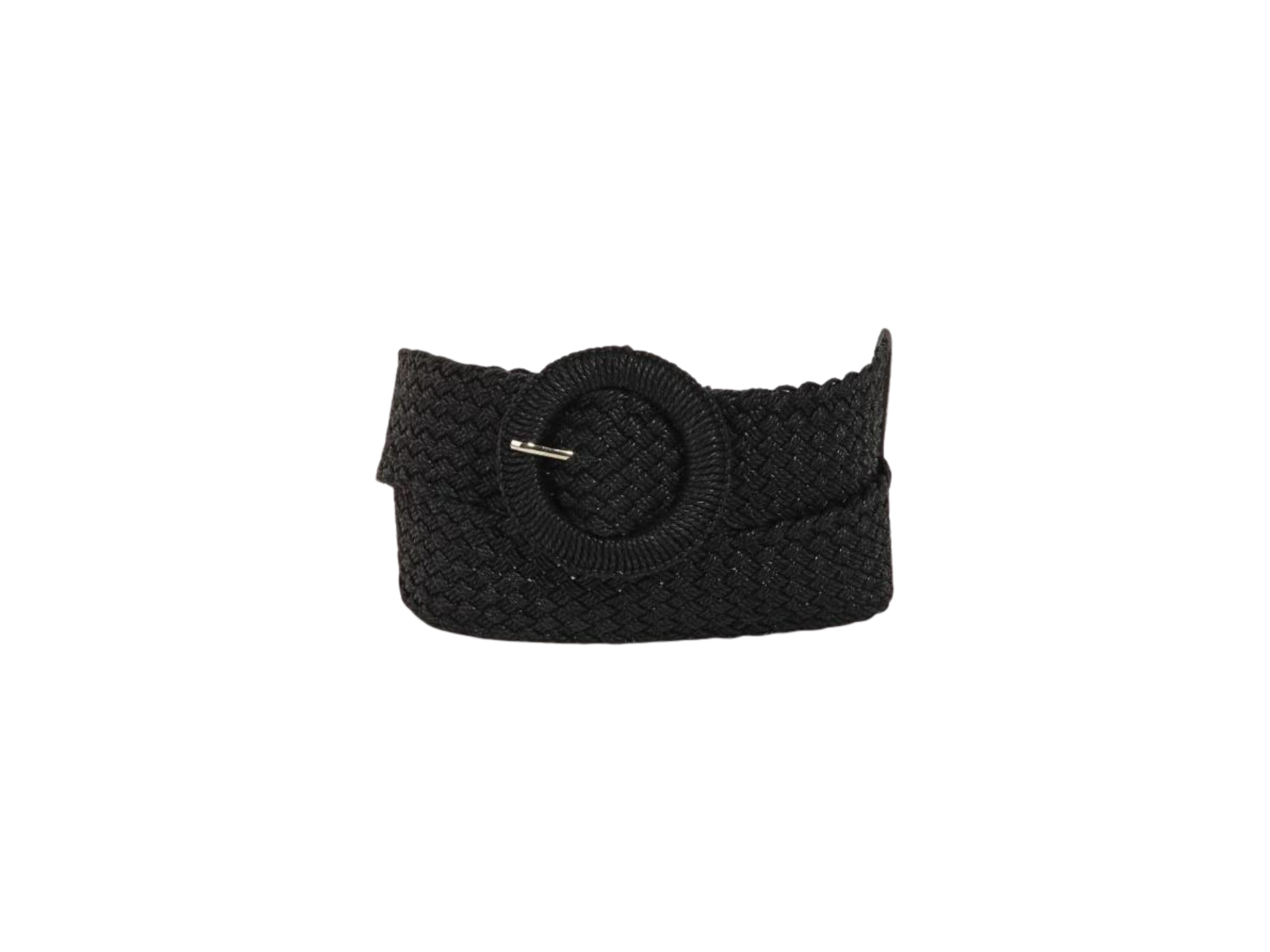 Monotone Hoop Buckle Braided Belt-Black