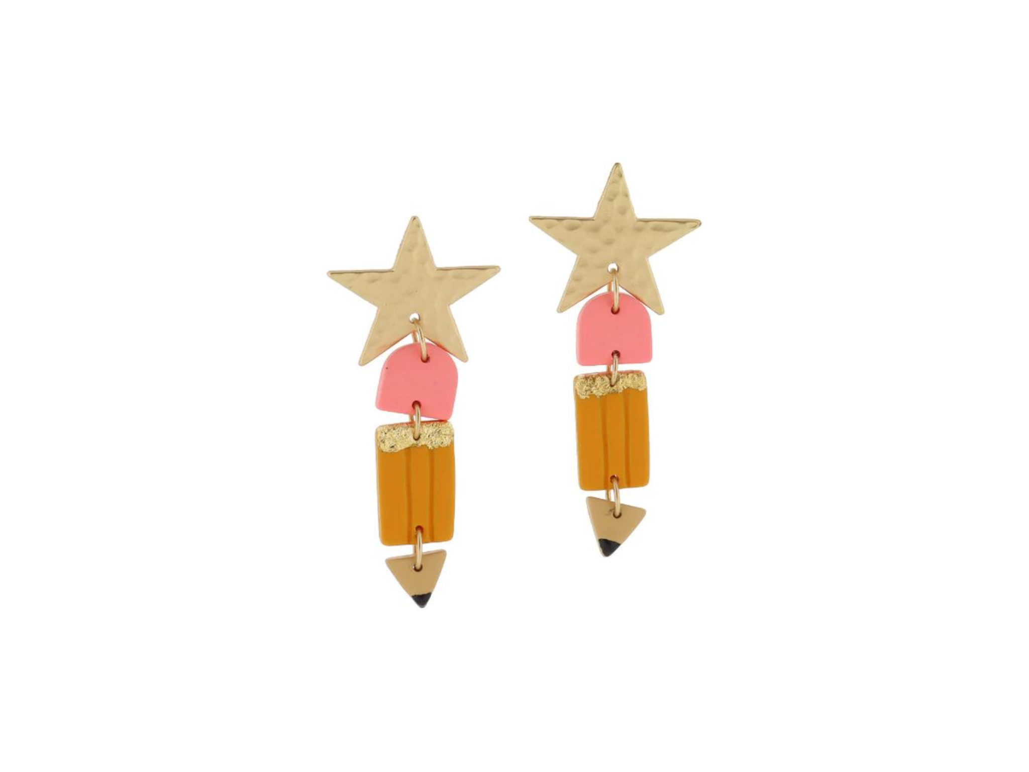 [Jane Marie] Gold Star Clay Pencil Earrings