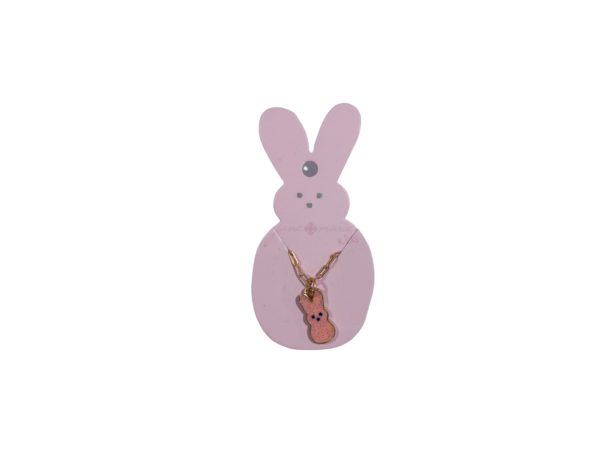 [Jane Marie] Kids Pink Glitter Enamel Bunny Necklace