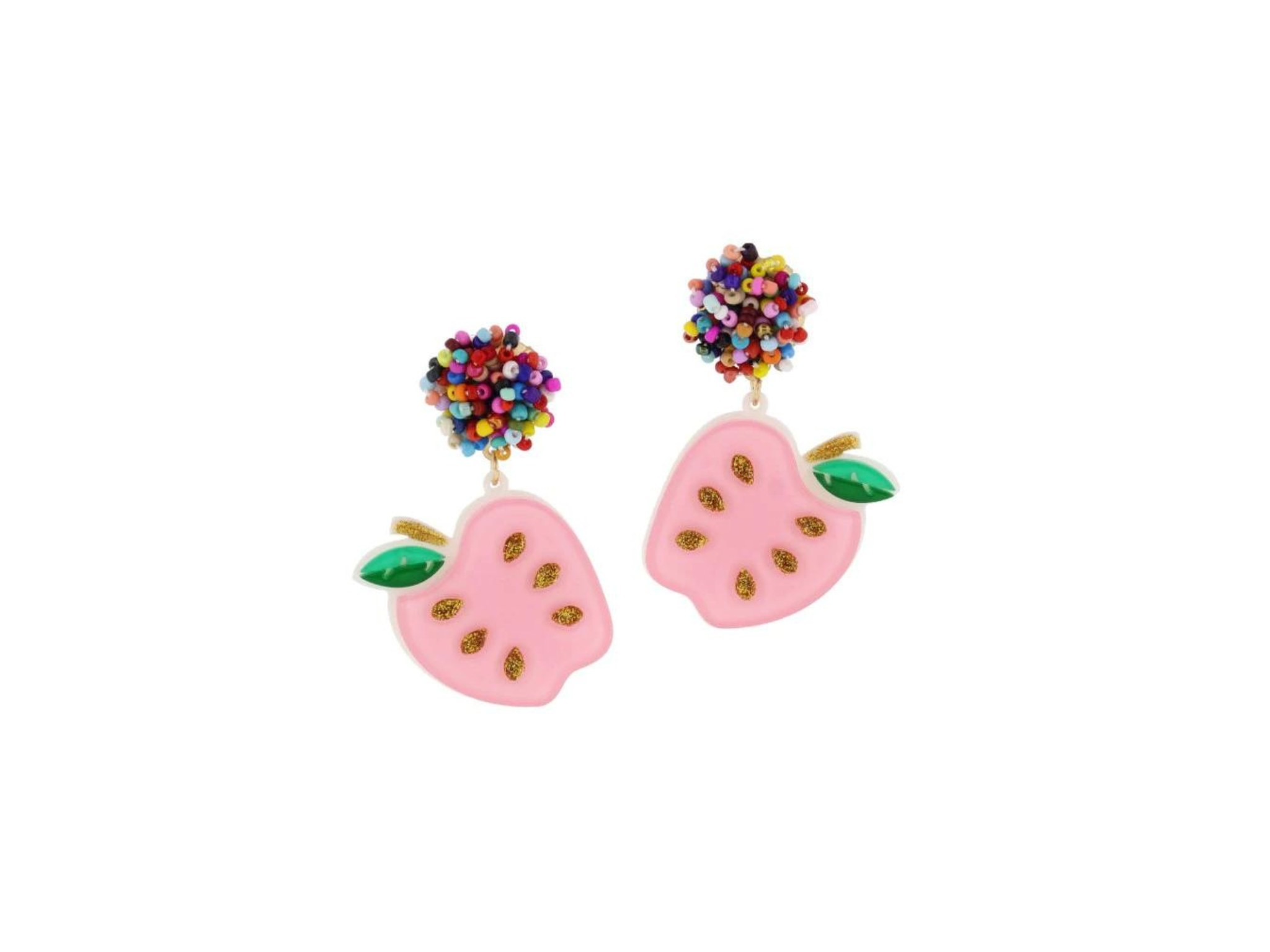 [Jane Marie] Multi Beaded Apple Earrings-Pink