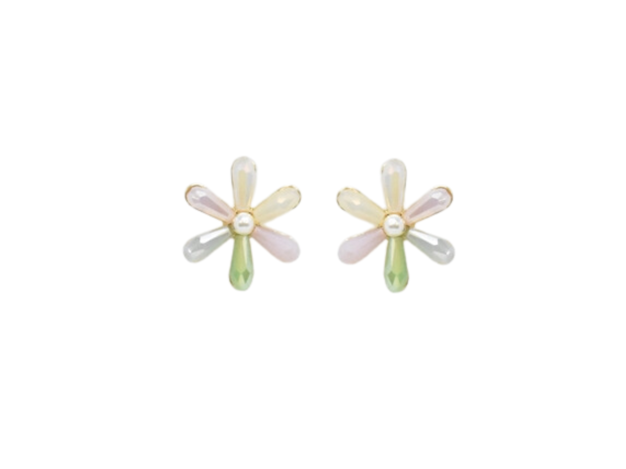 Pretty Pastel Pearl Flower Stud Earrings