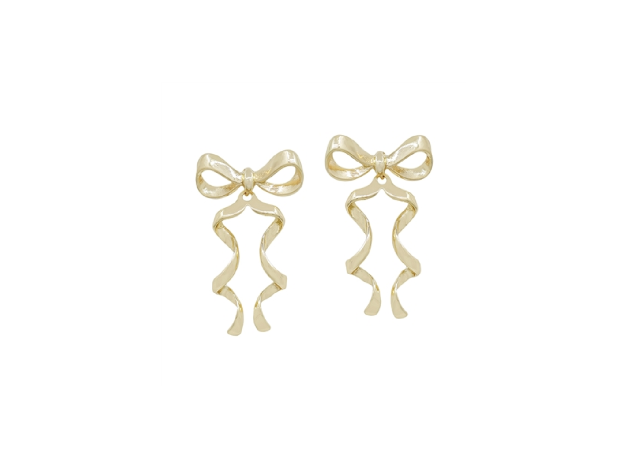 Pretty Waved Bow Earrings-Gold