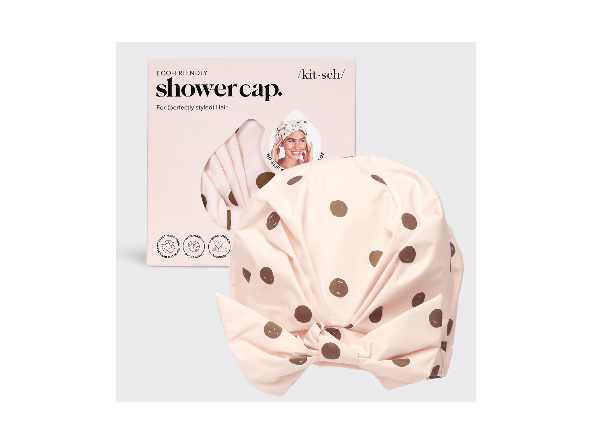 Luxe Shower Cap Blush Dot