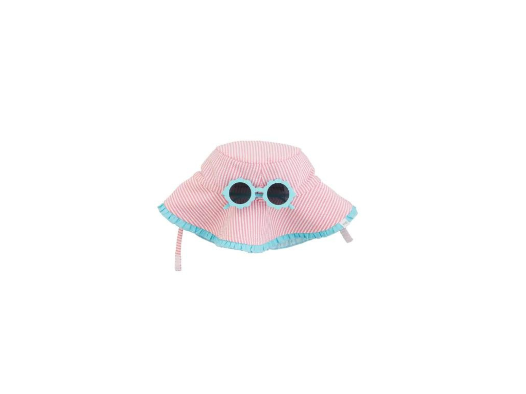 [Mud Pie] Seersucker Hat & Sunglasses-Pink