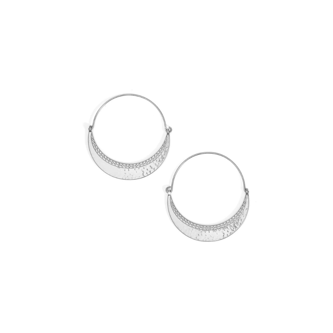 [Brighton] Palm Canyon Large Hoop Earrings-Silver