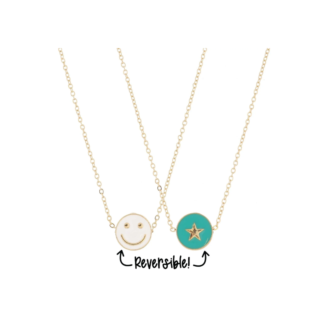 [Jane Marie] Kids Reversible Necklace-Happy Face/Star