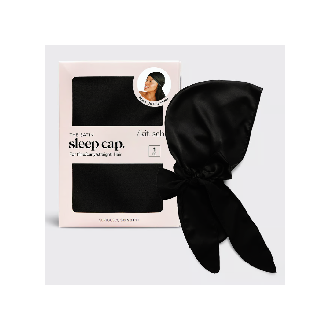 Satin Sleep Cap-Black