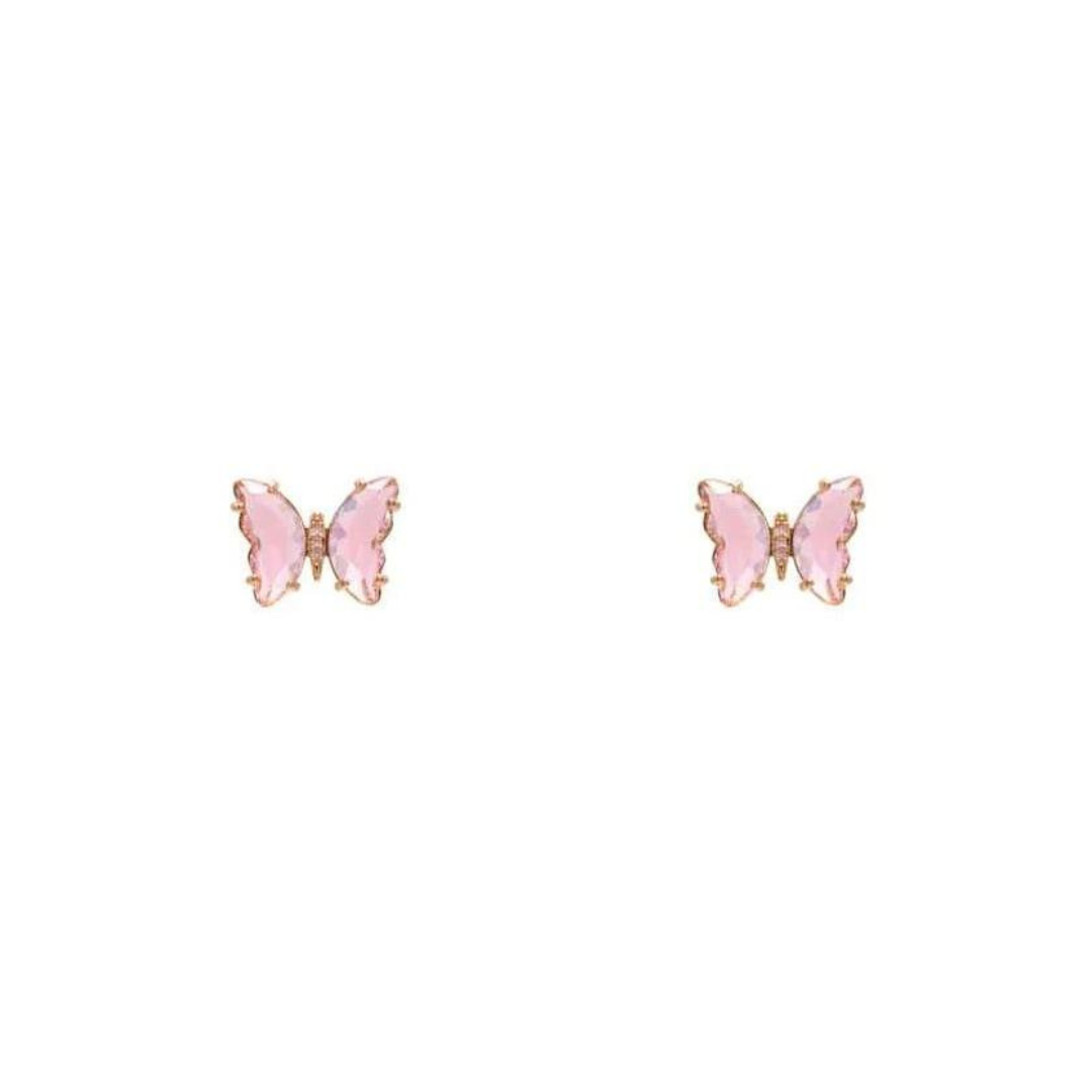 Chasing Butterflies Stud Earrings-Pink