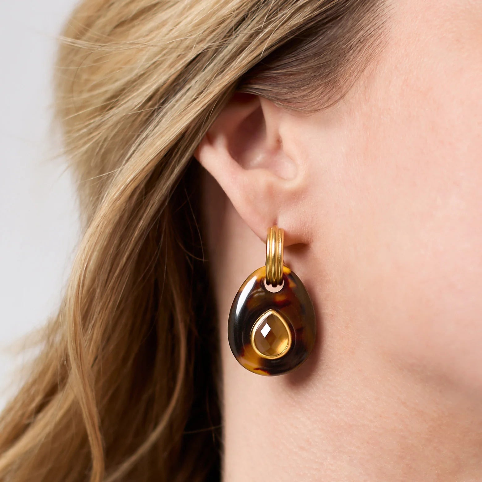 [Julie Vos]Carnaby Hoop & Charm Earring-Tortoiseshell