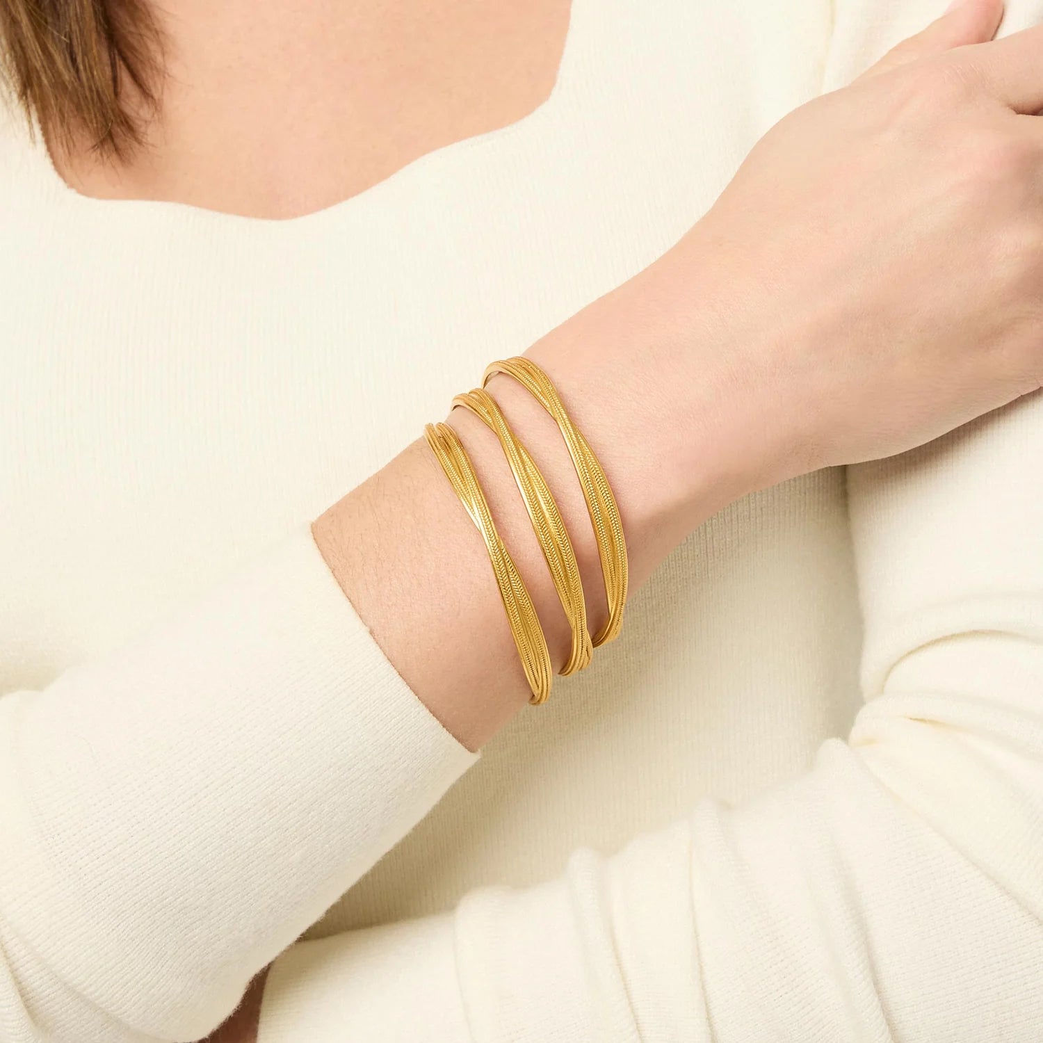 [Julie Vos] Cheval Twist Bangle-Gold