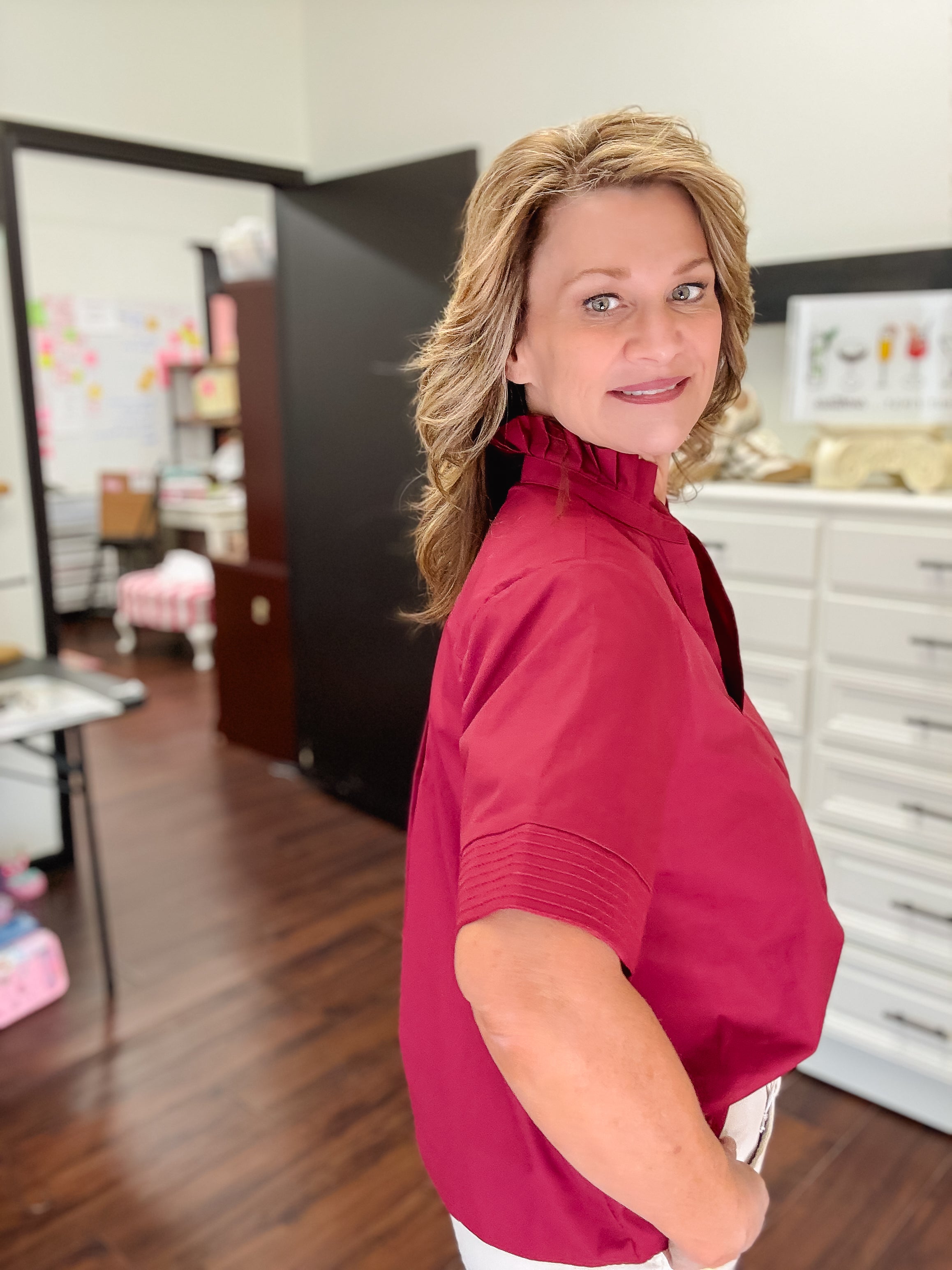 Classic Style Top-Burgundy
